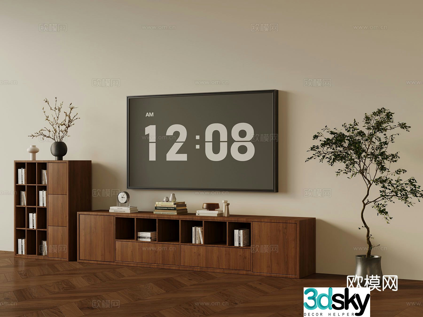 Medieval style TV cabinet low cabinet 3d model