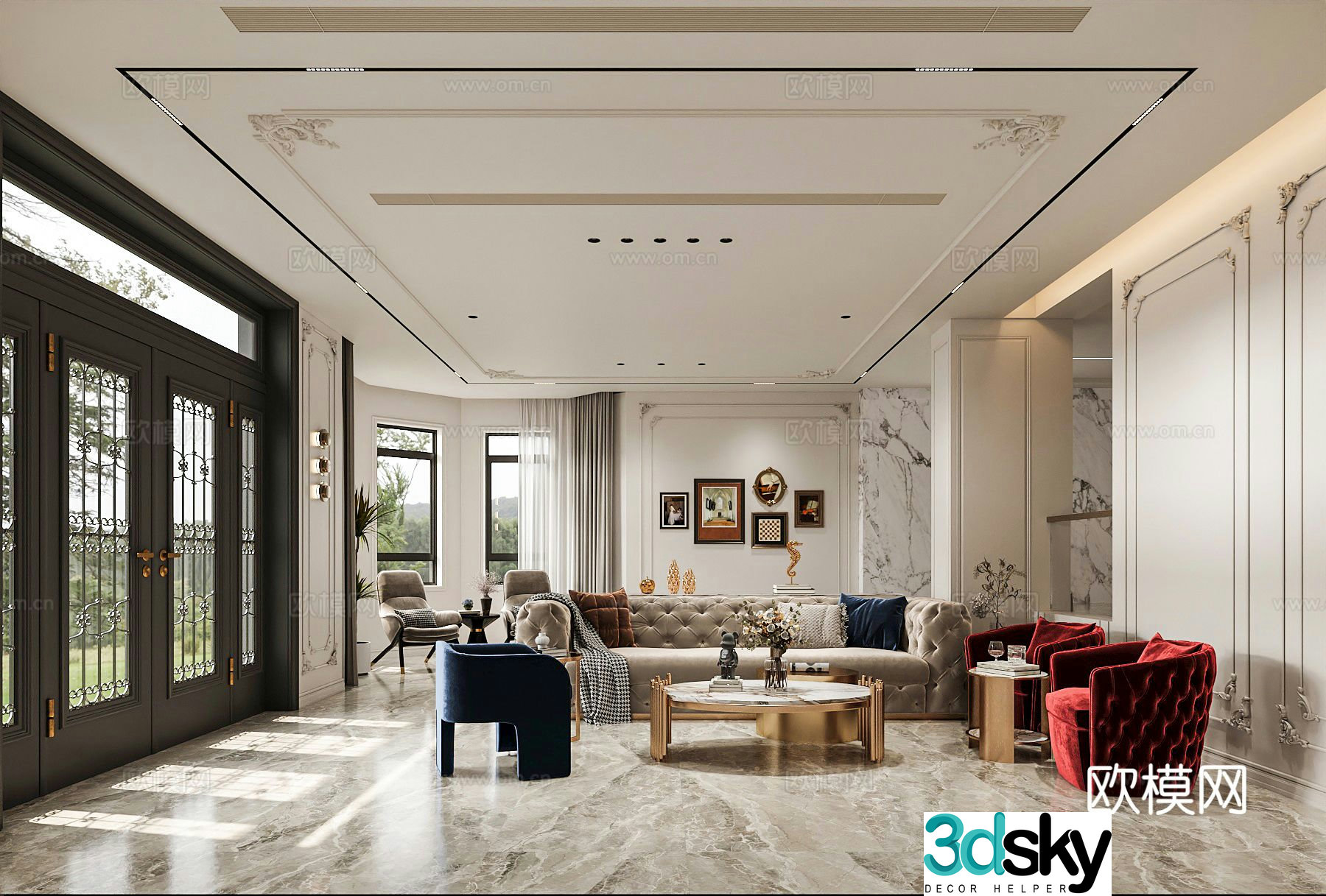 French living room 3d model