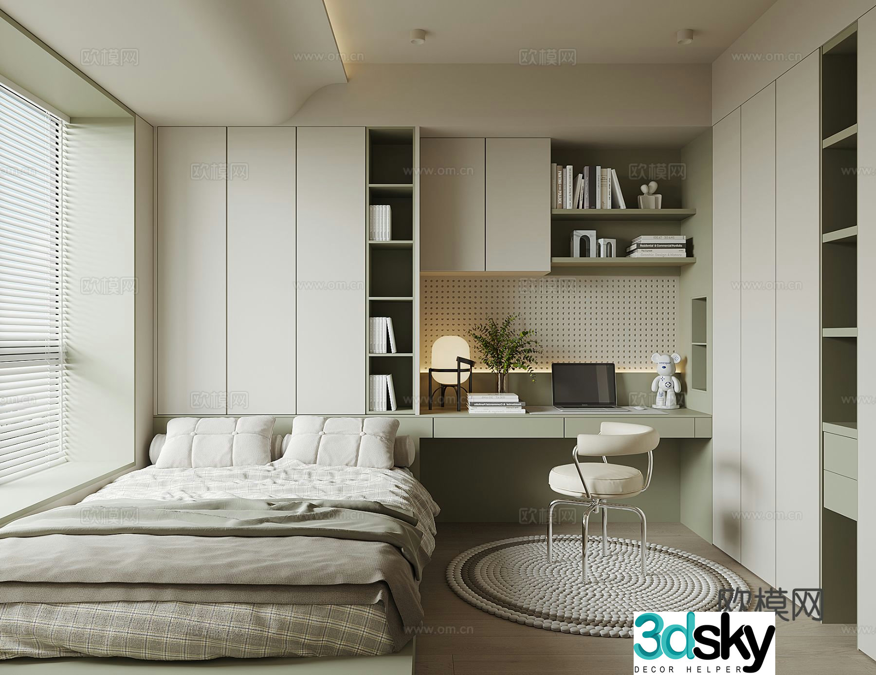Modern tatami bedroom 3d model