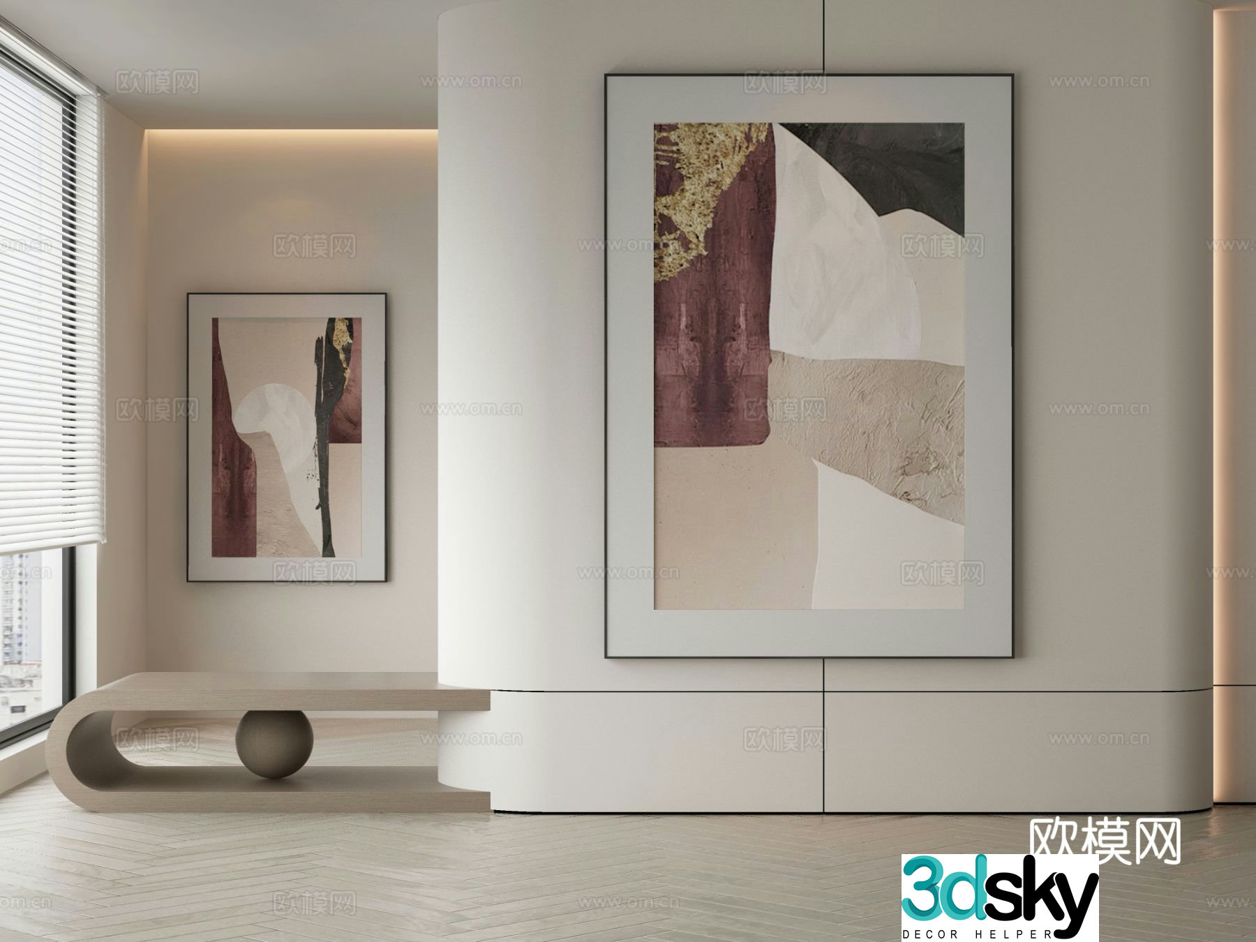 Modern texture painting decorative painting 3d model