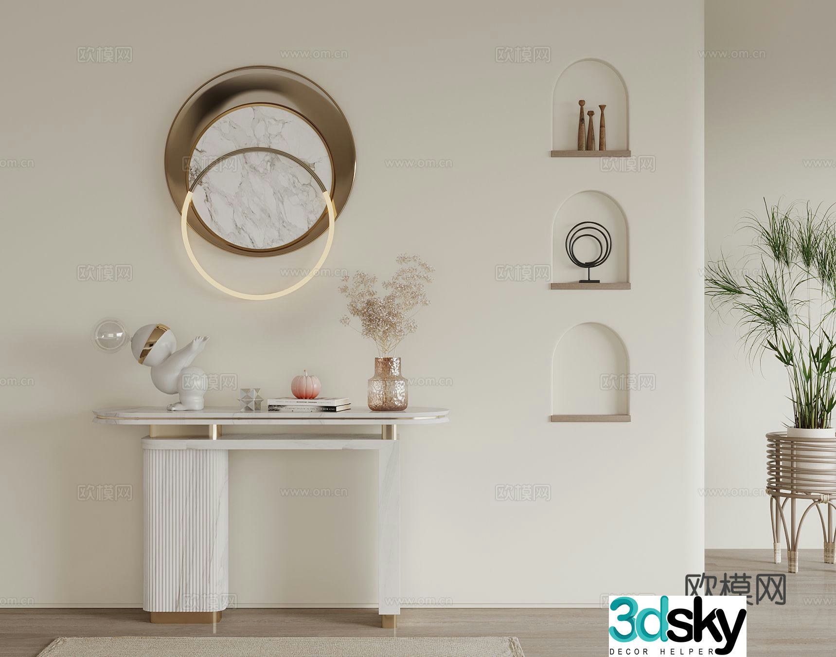 French style end view table 3D model