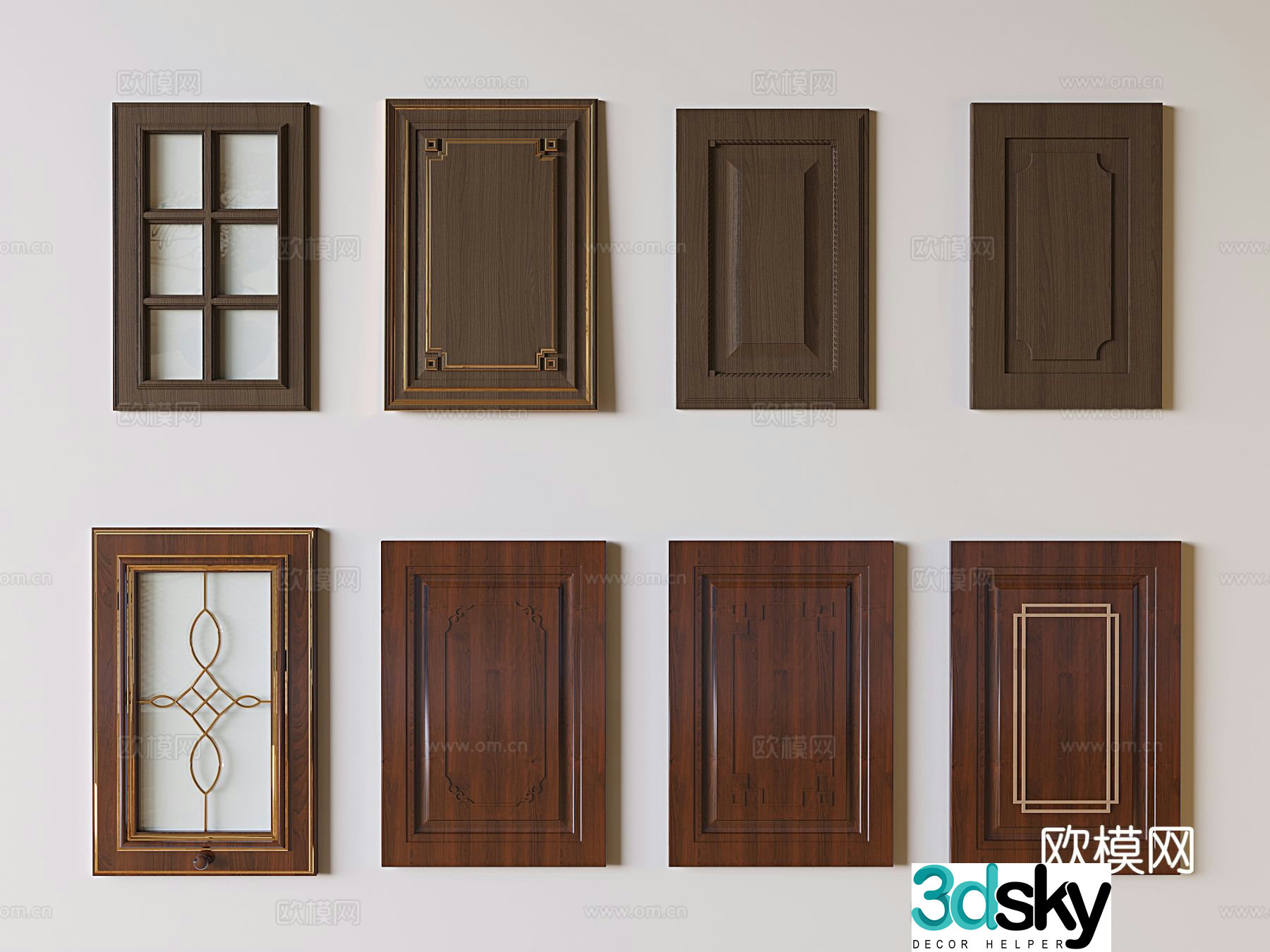 New Chinese style wardrobe door cabinet door door panel 3d model