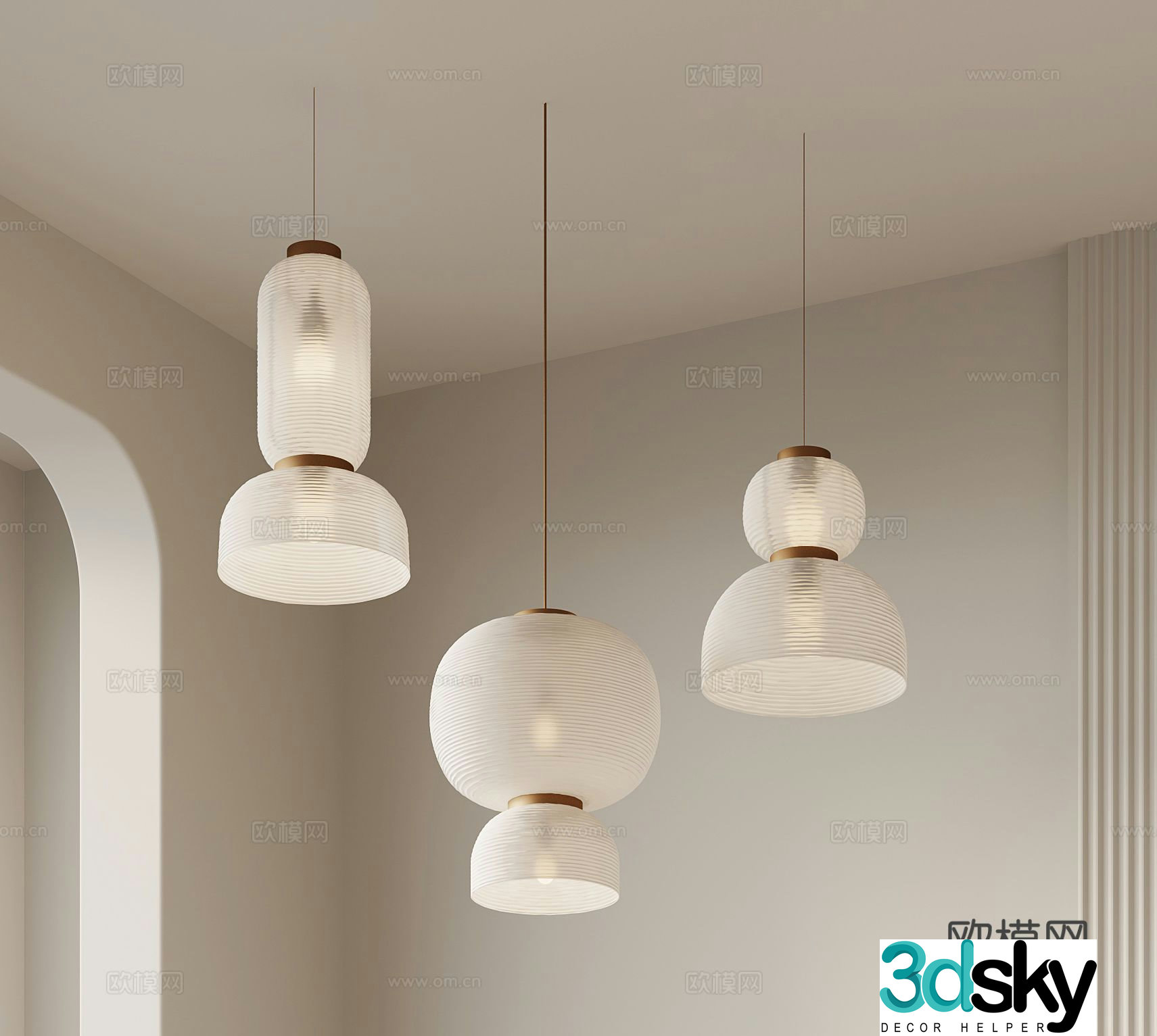 Cream style small chandelier 3d model