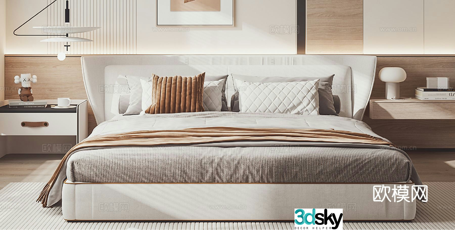 Modern double bed 3d model
