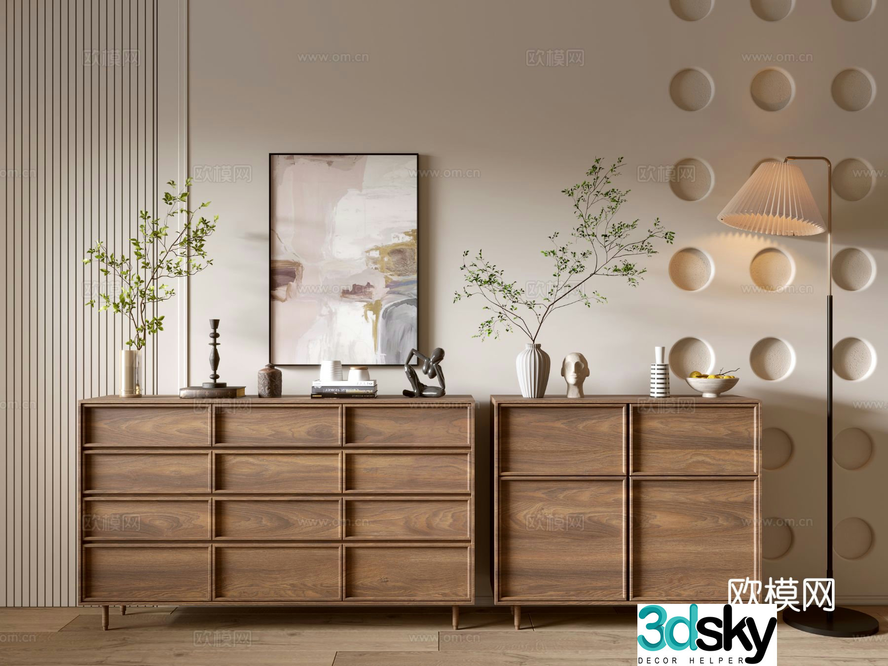 Wabi-sabi entrance cabinet 3d model
