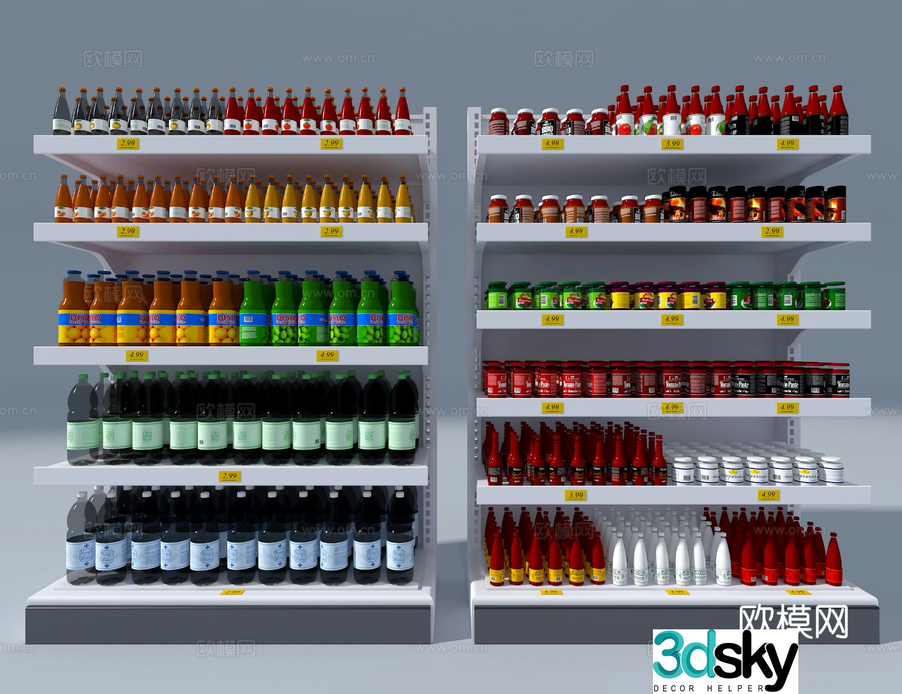 Supermarket shelves 3d model
