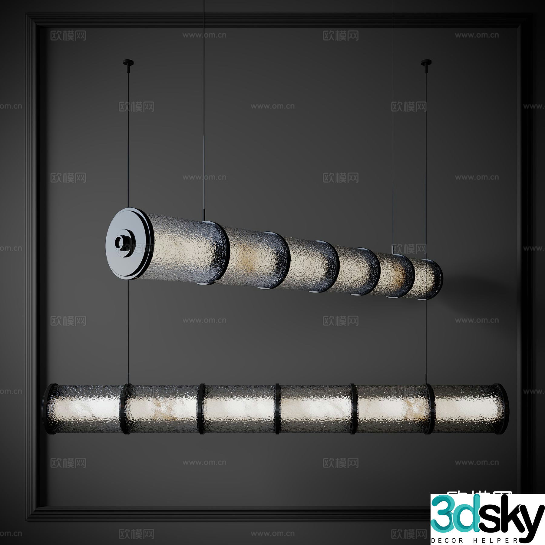 Modern glass chandelier long chandelier 3d model