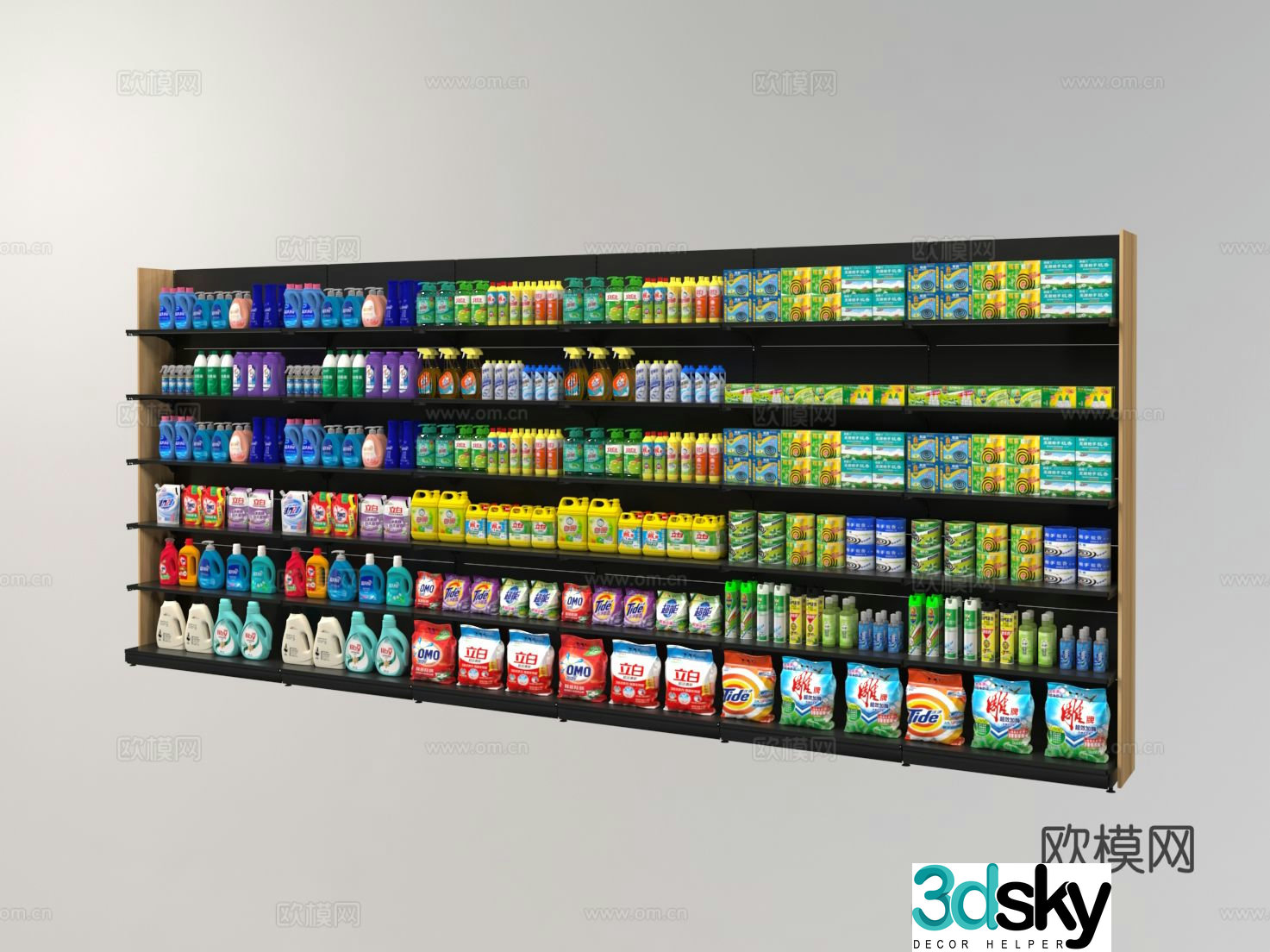 Supermarket shelves showcase shelves 3d model