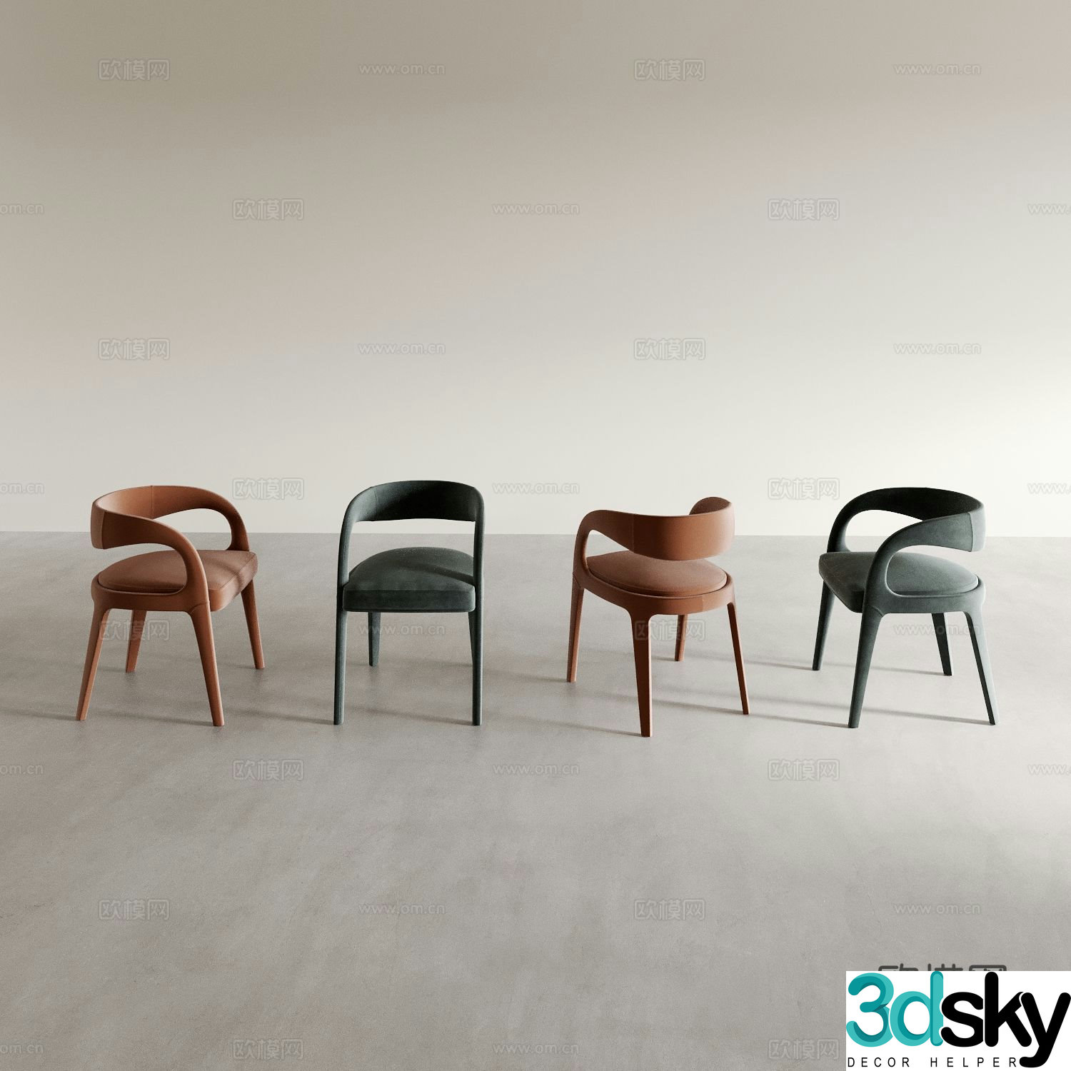 Dining chair tea chair leisure chair 3d model