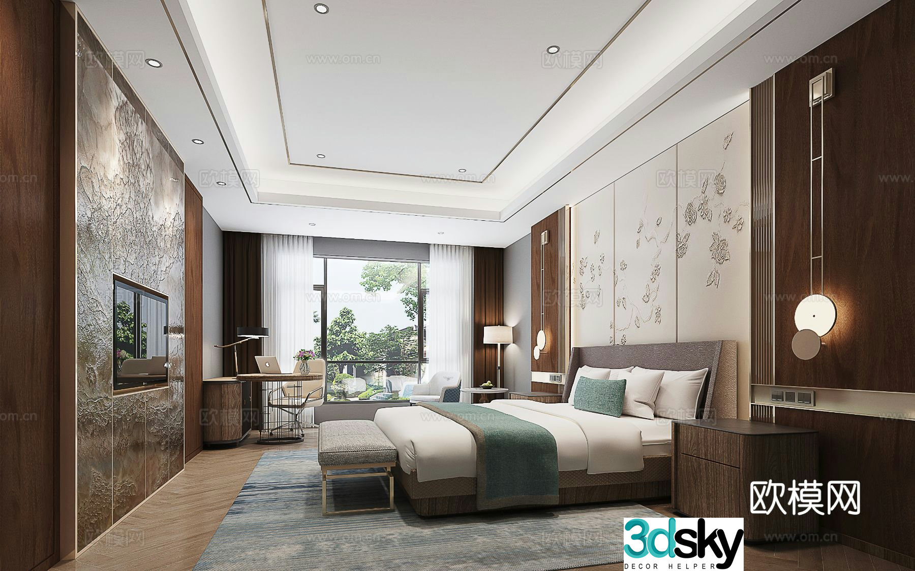 New Chinese style bedroom master bedroom 3d model