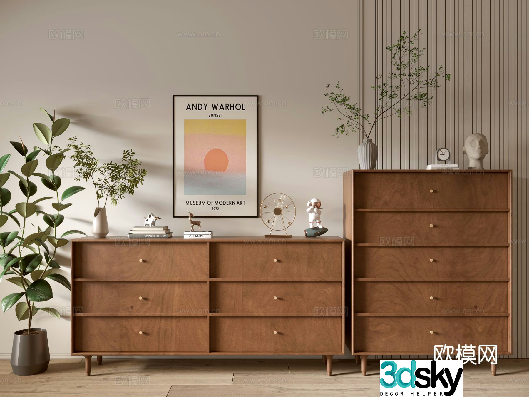 Medieval style entrance cabinet chest of drawers chest of drawers 3D model