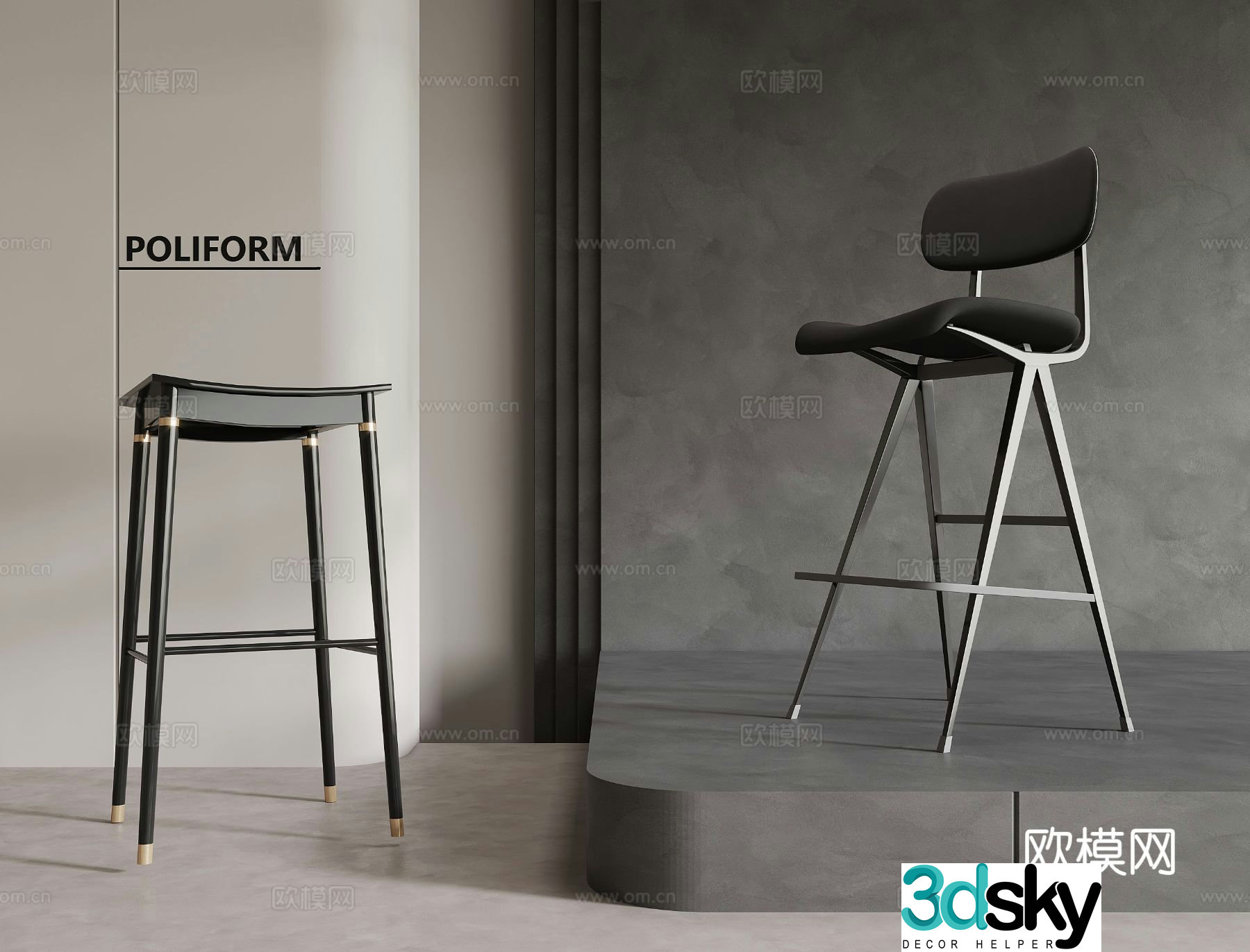 Modern bar stool bar stool high stool 3d model