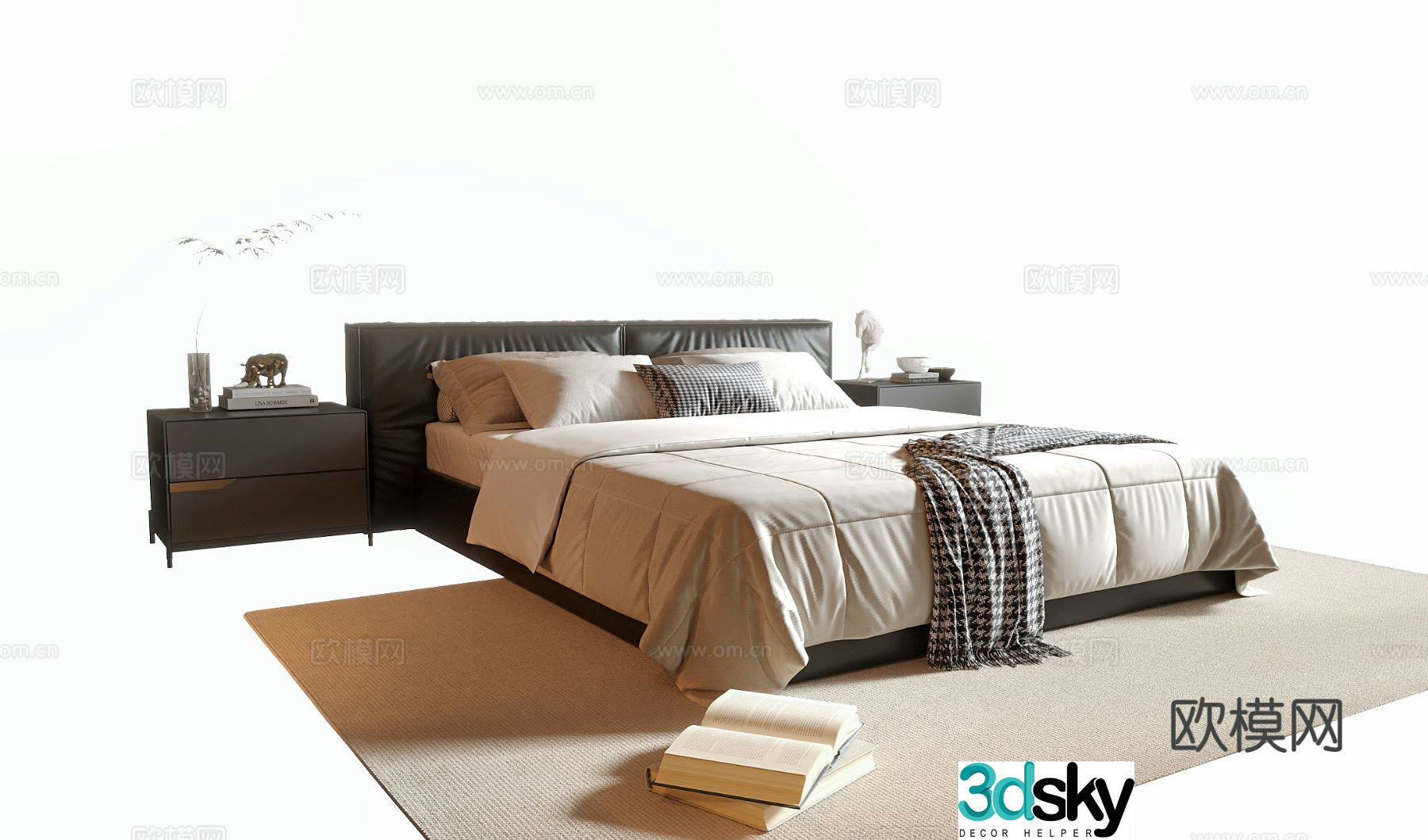 Modern double bed 3d model