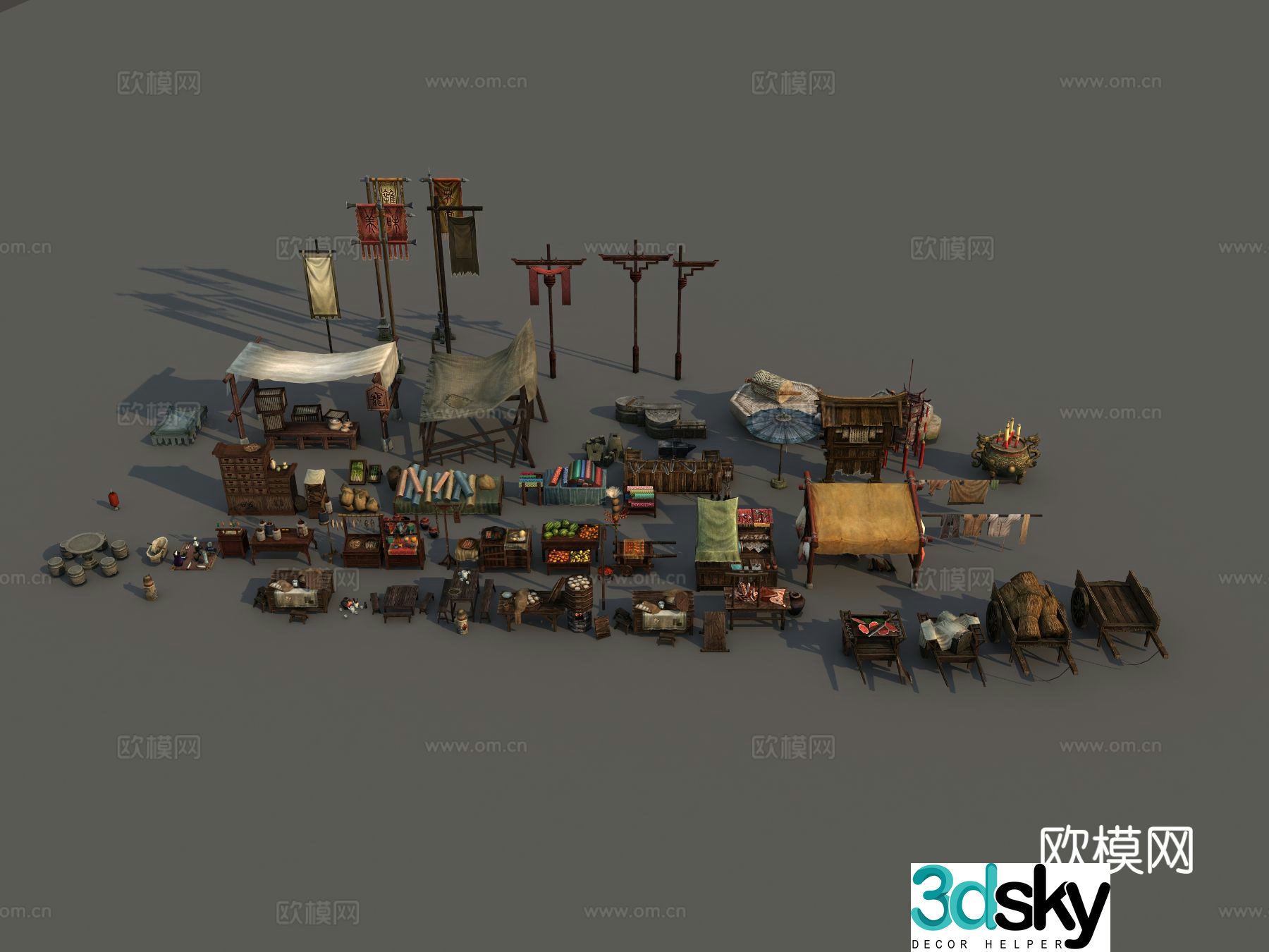 Ancient stall sketch 3D model