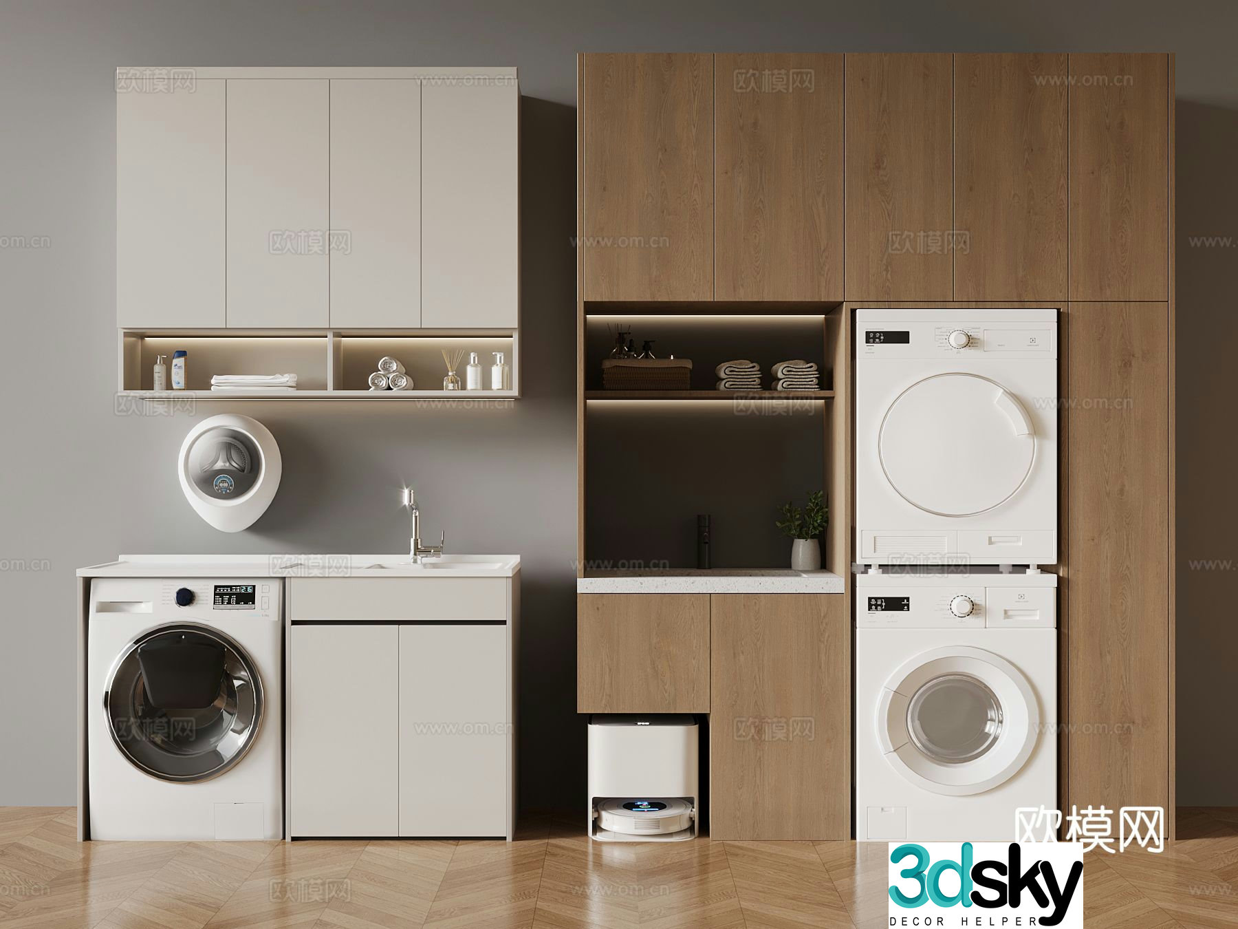 Washing machine cabinet balcony cabinet 3d model
