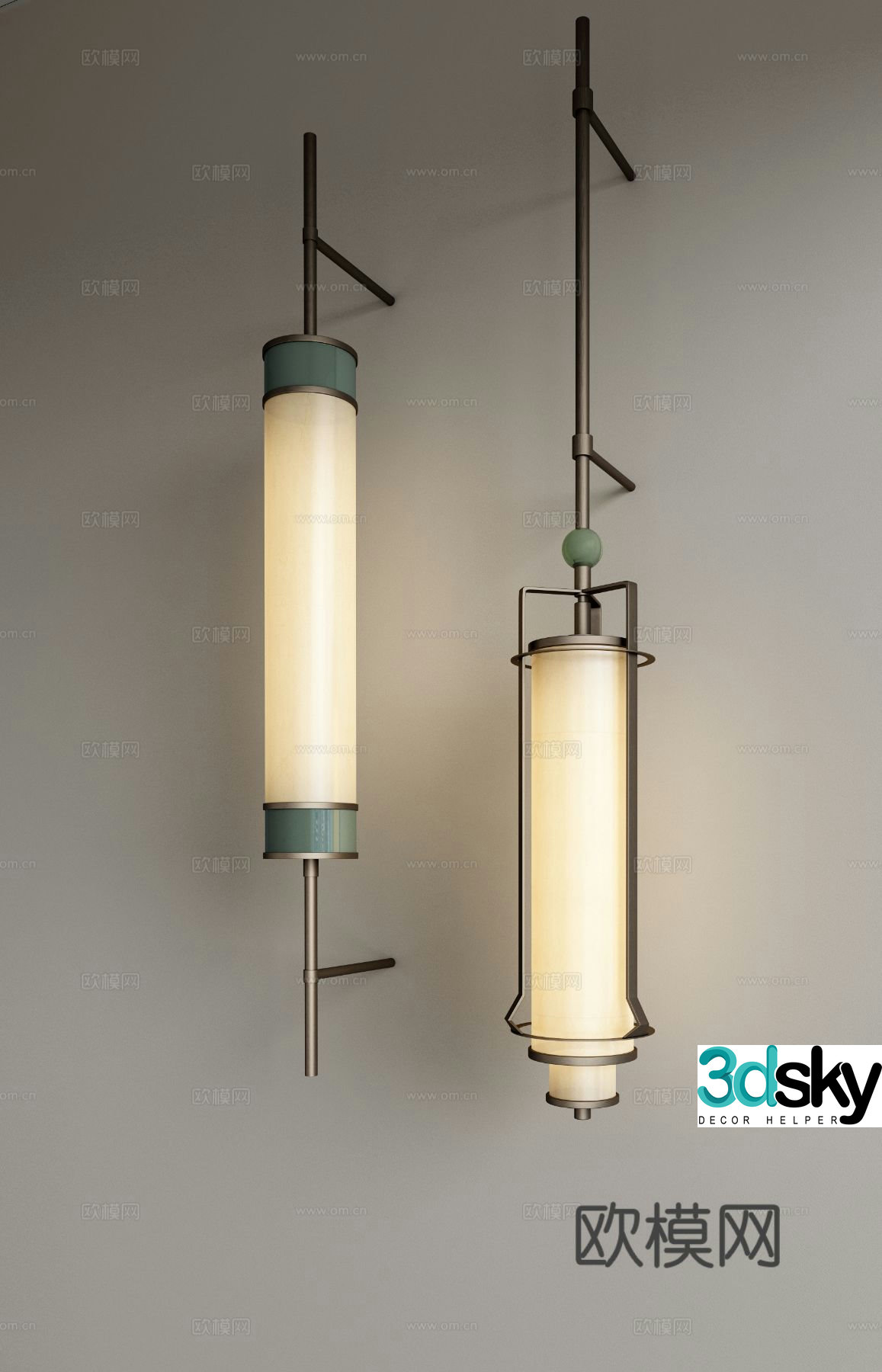 New Chinese style wall lamp long wall lamp 3d model