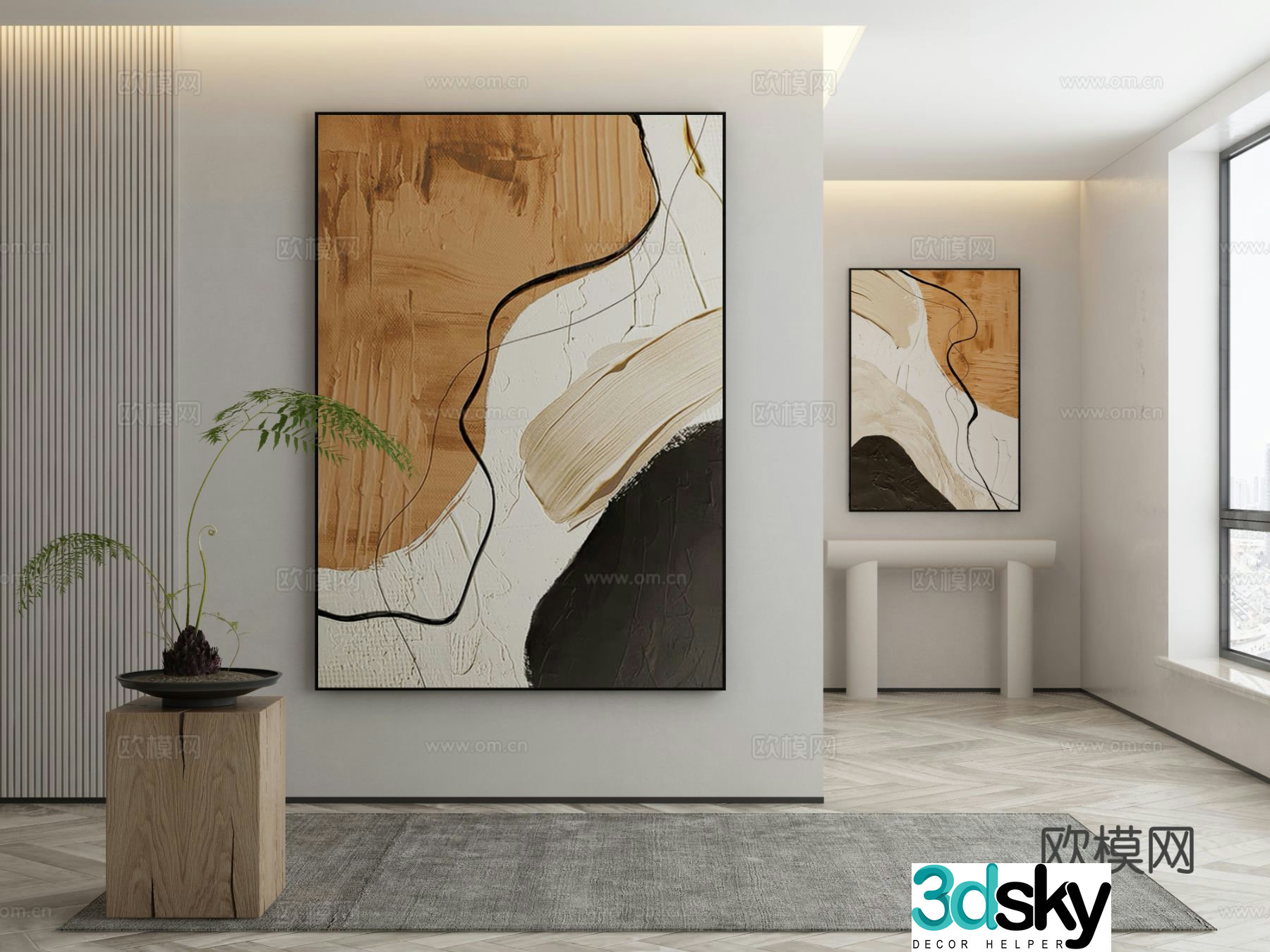 Modern texture painting decorative painting 3d model