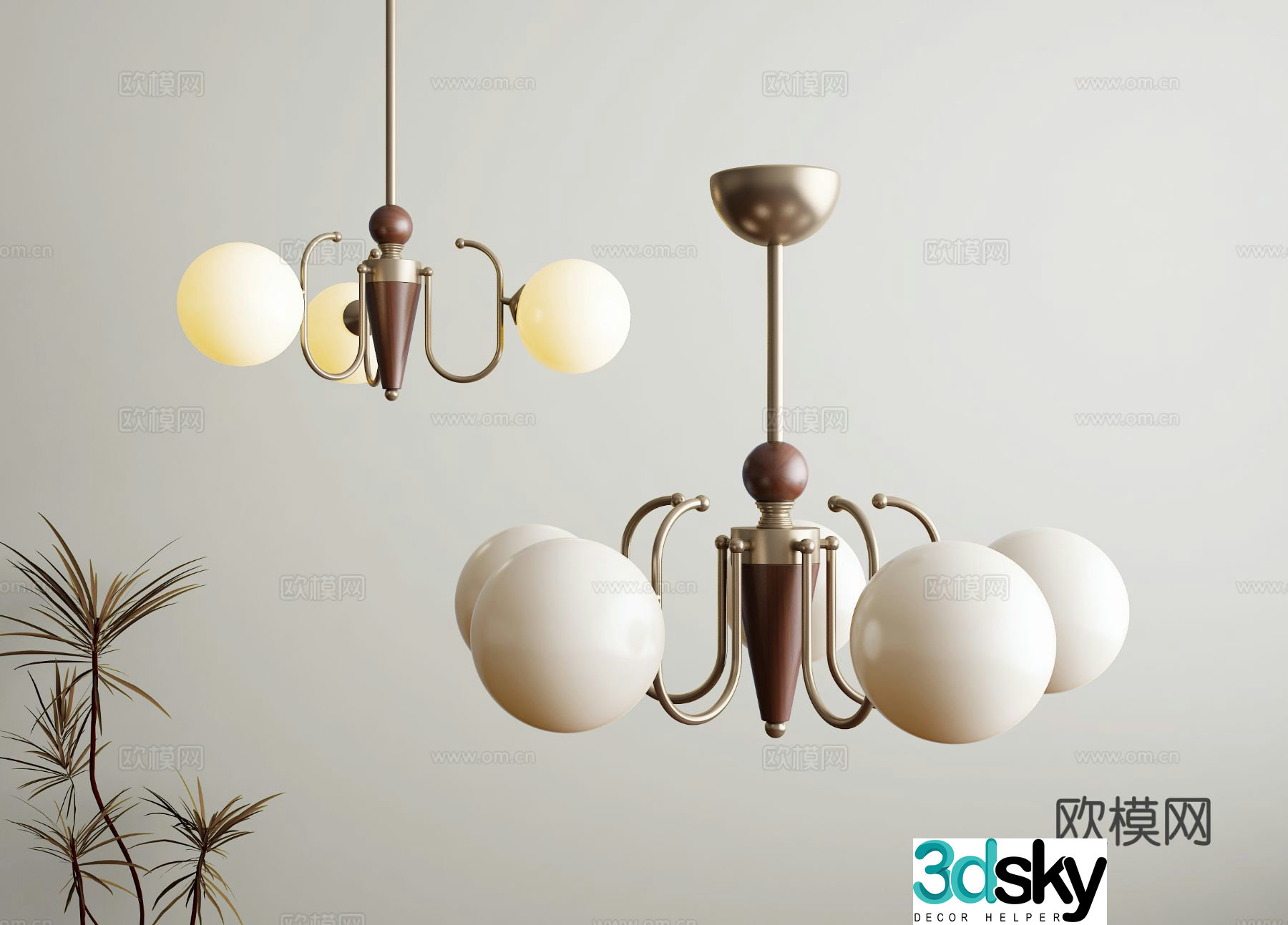 Medieval style chandelier living room chandelier 3d model