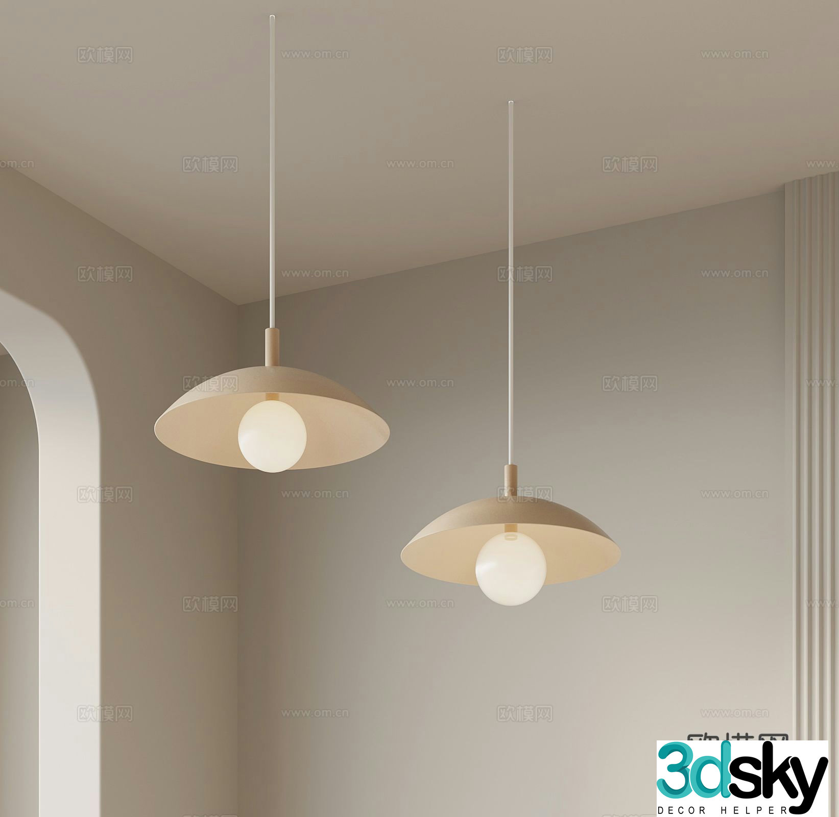 Cream style small chandelier 3d model