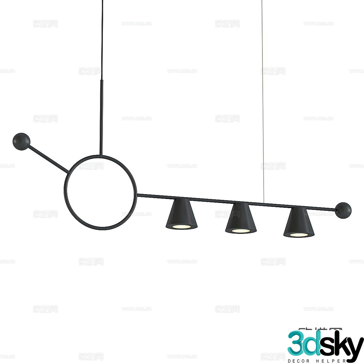 Modern straight chandelier long chandelier 3d model