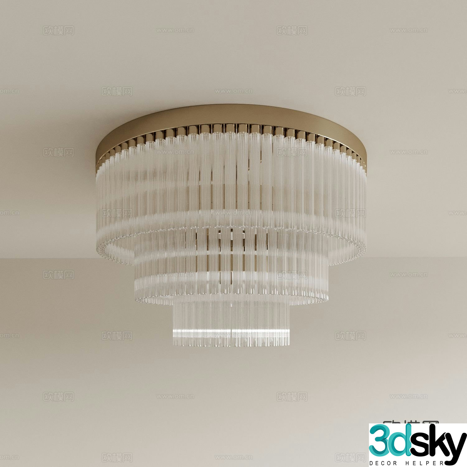 Light luxury crystal ceiling lamp 3D model