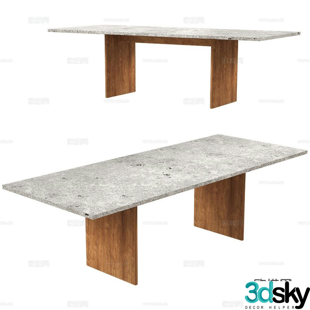 Italian minimalist dining table rectangular dining table 3D model