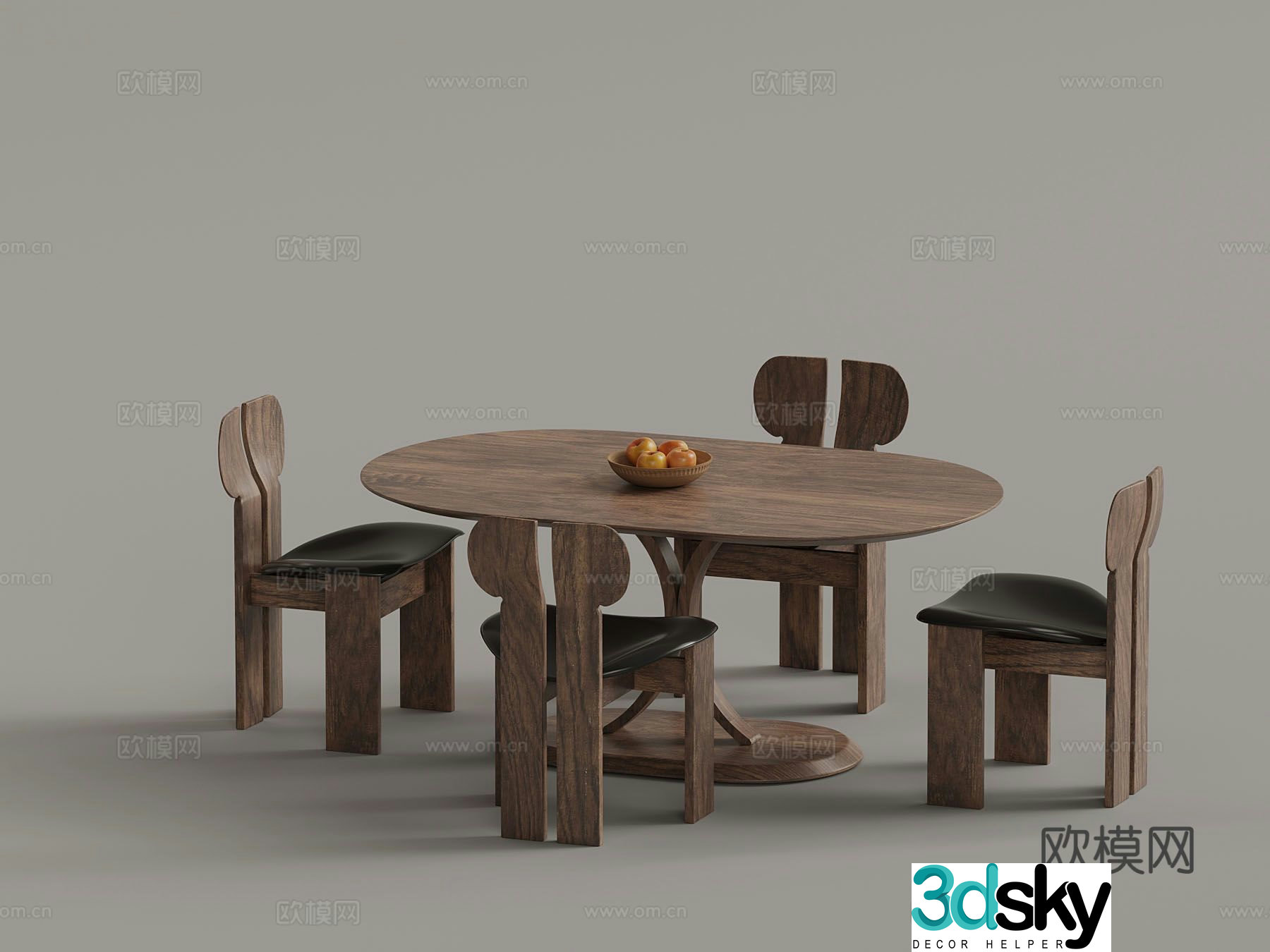 Medieval style dining table and chairs 3d model