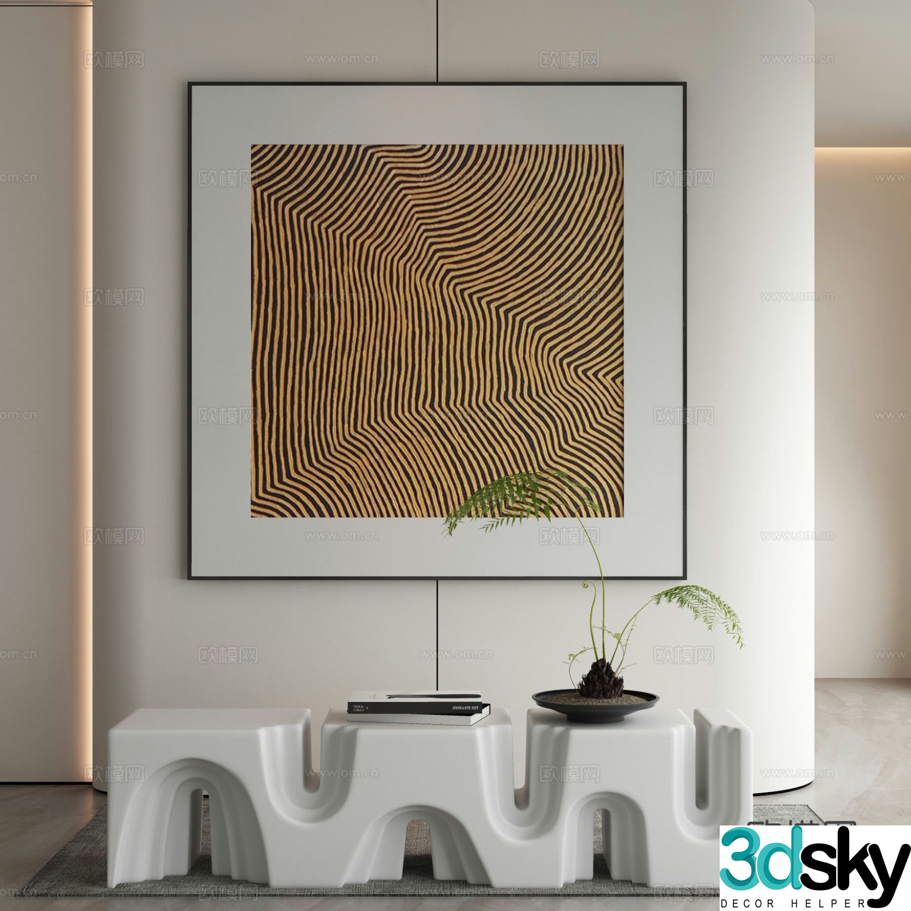 Modern texture painting decorative painting 3d model