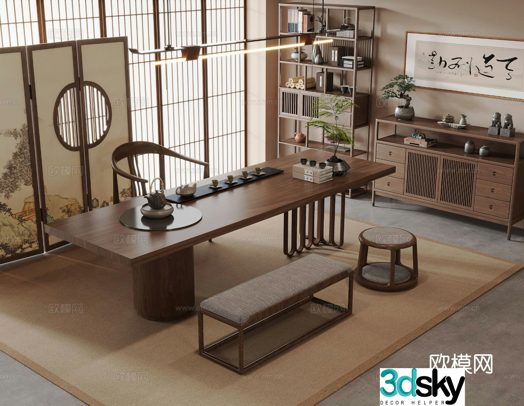 New Chinese style tea table tea table 3d model