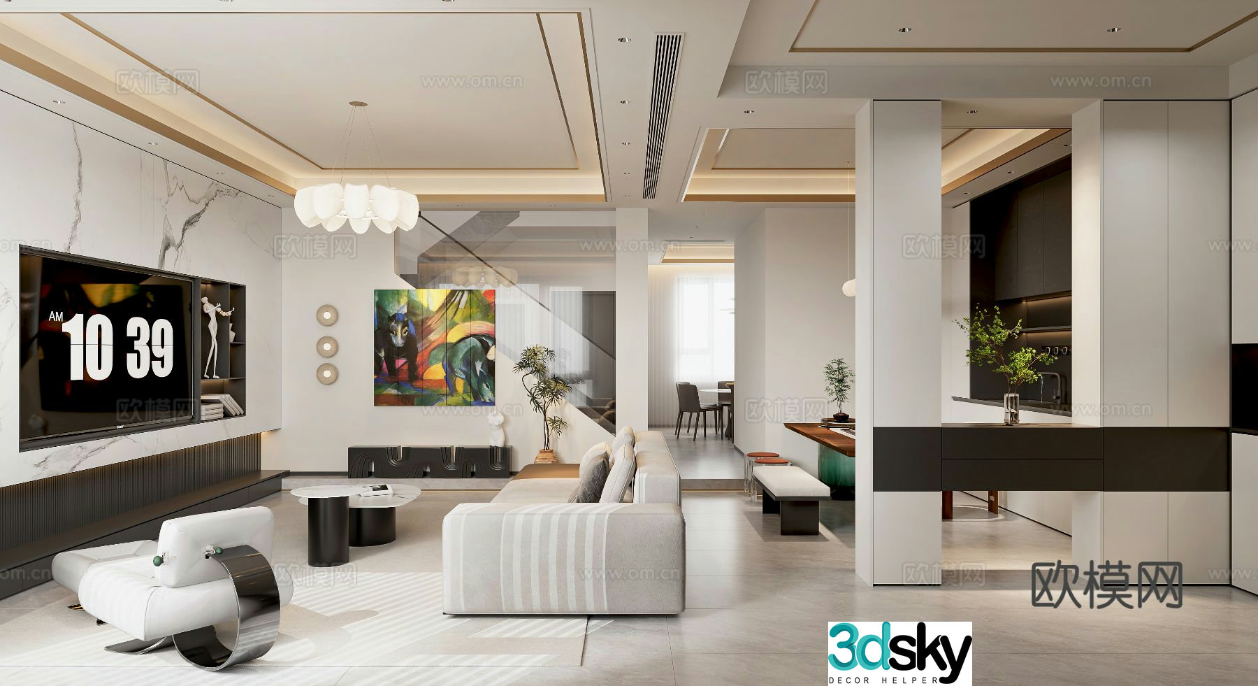 Modern guest restaurant 3d model