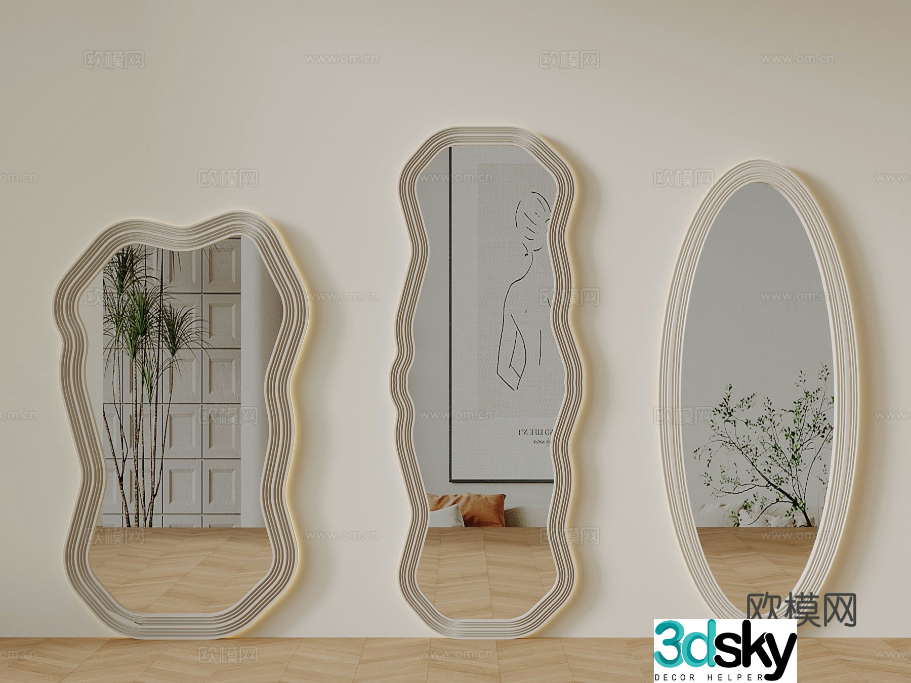 Mirror full length mirror floor mirror decorative mirror 3d model