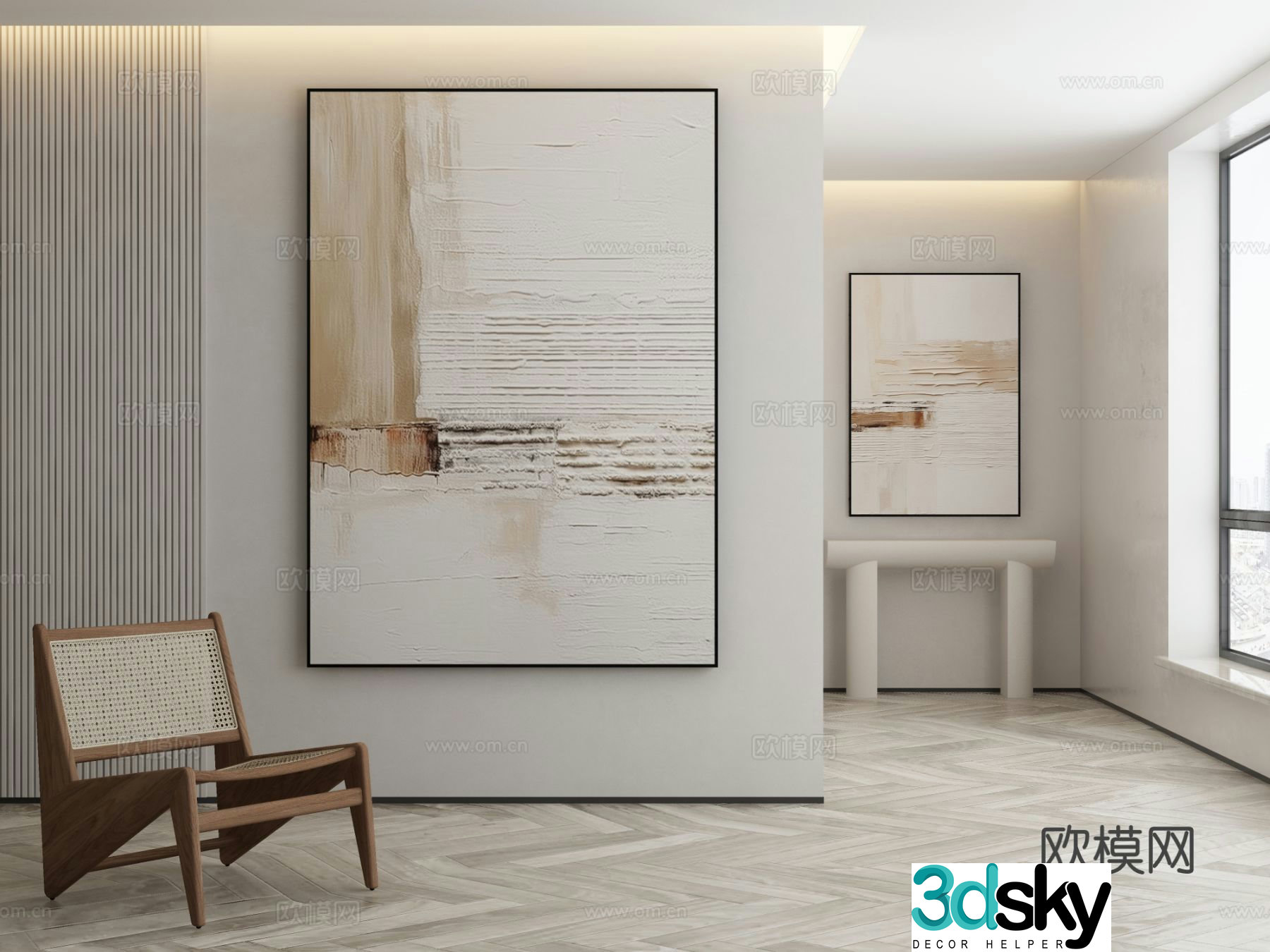 Modern texture painting decorative painting 3d model