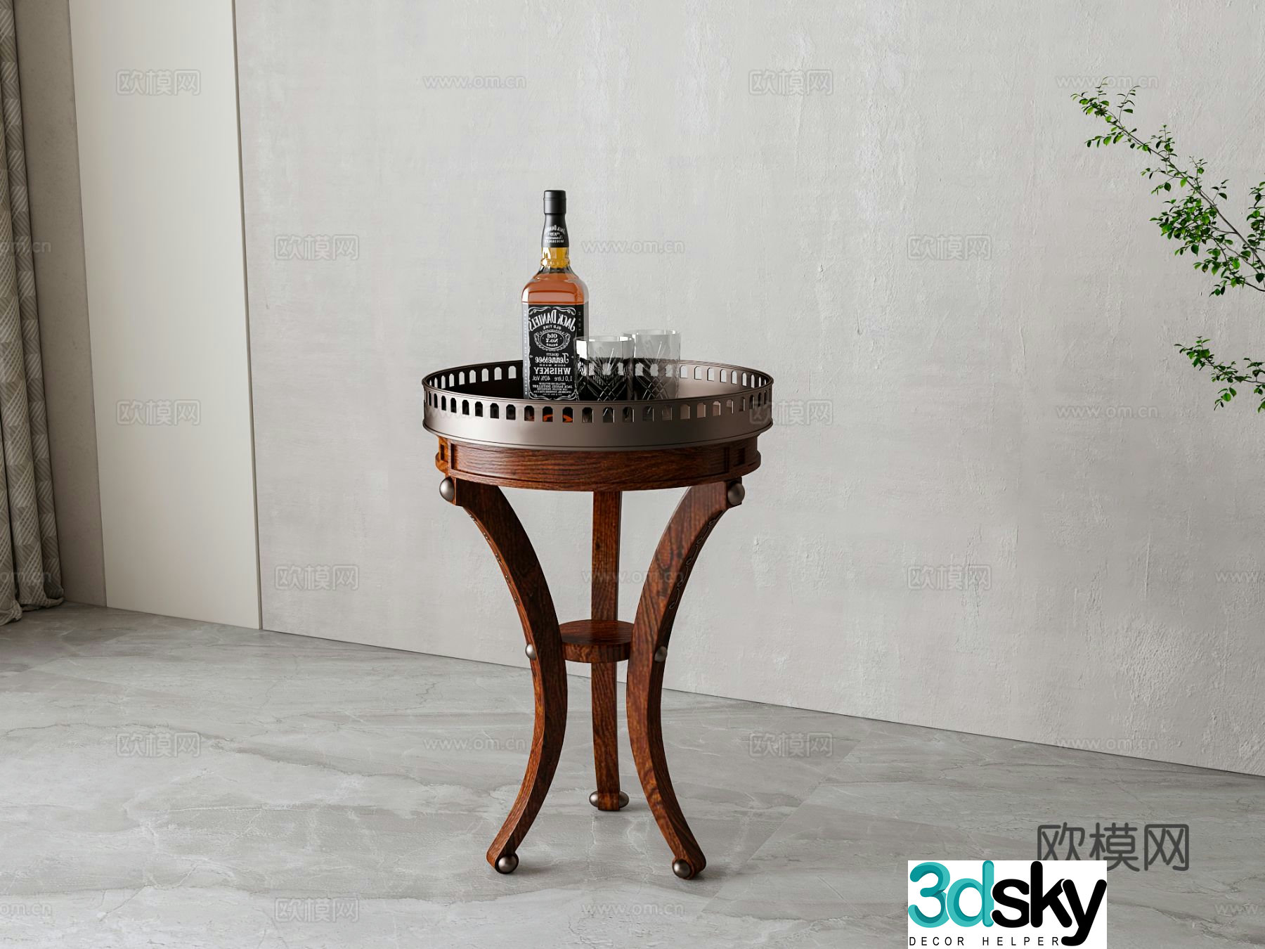American round table side table corner table 3d model