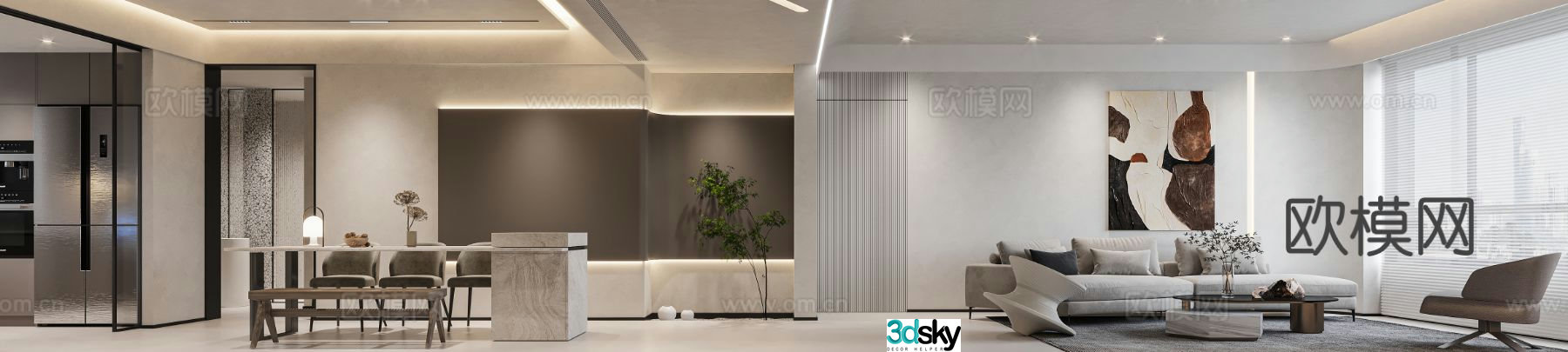 Modern guest restaurant 3d model