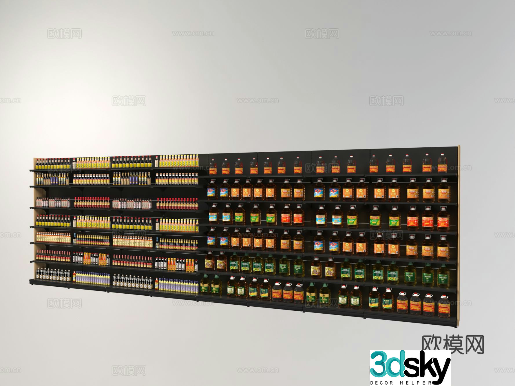 Supermarket shelves showcase shelves 3d model