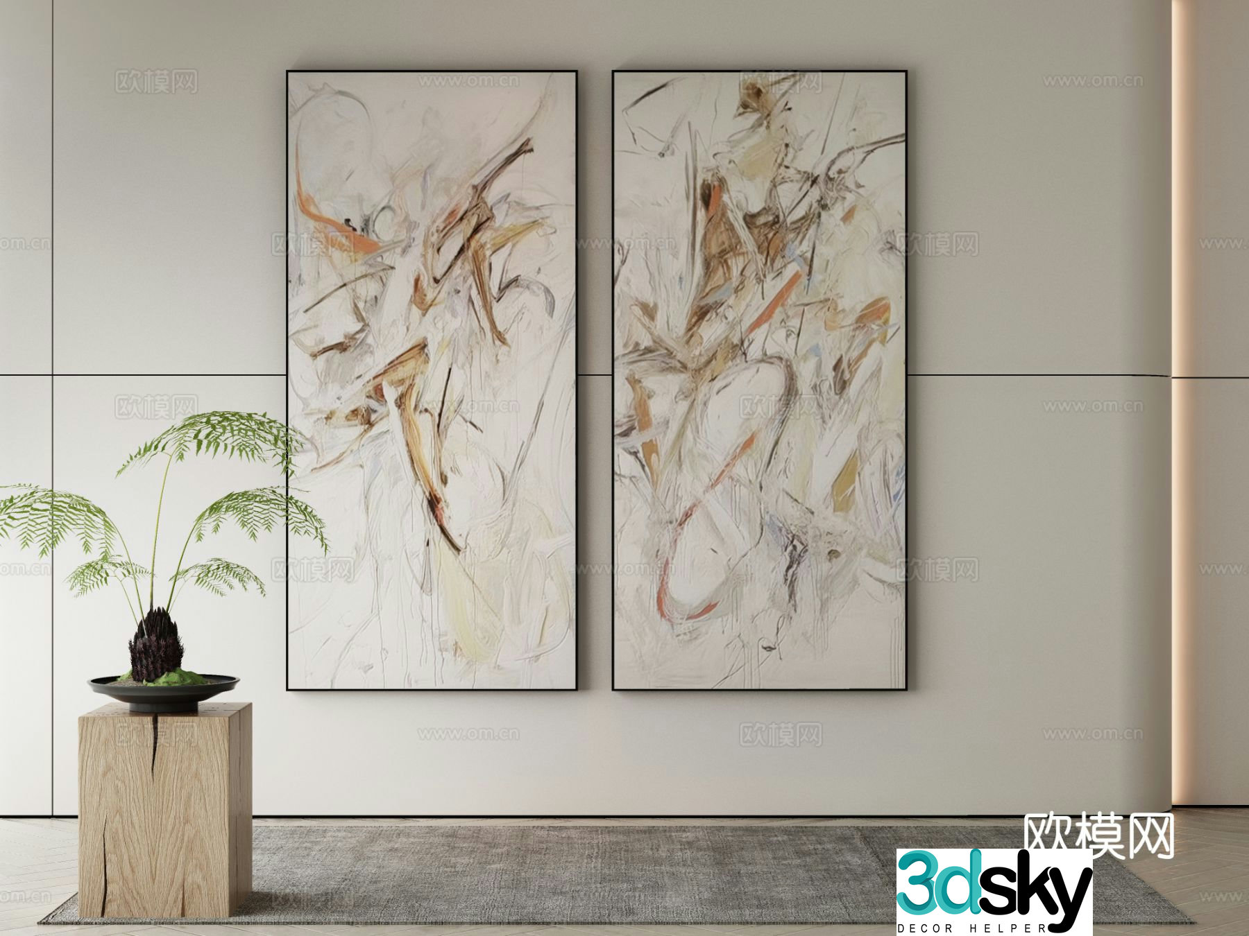 Modern decorative painting abstract hanging painting 3d model