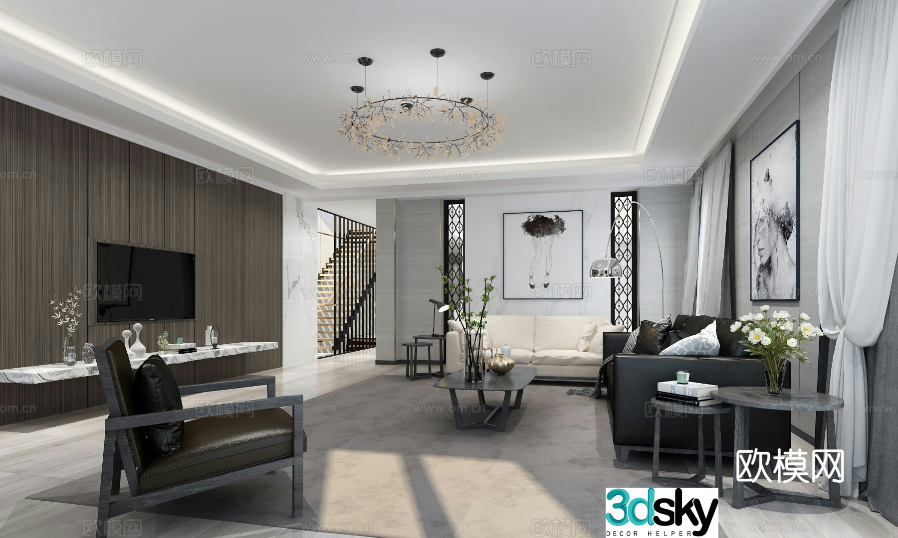 Modern living room 3d model