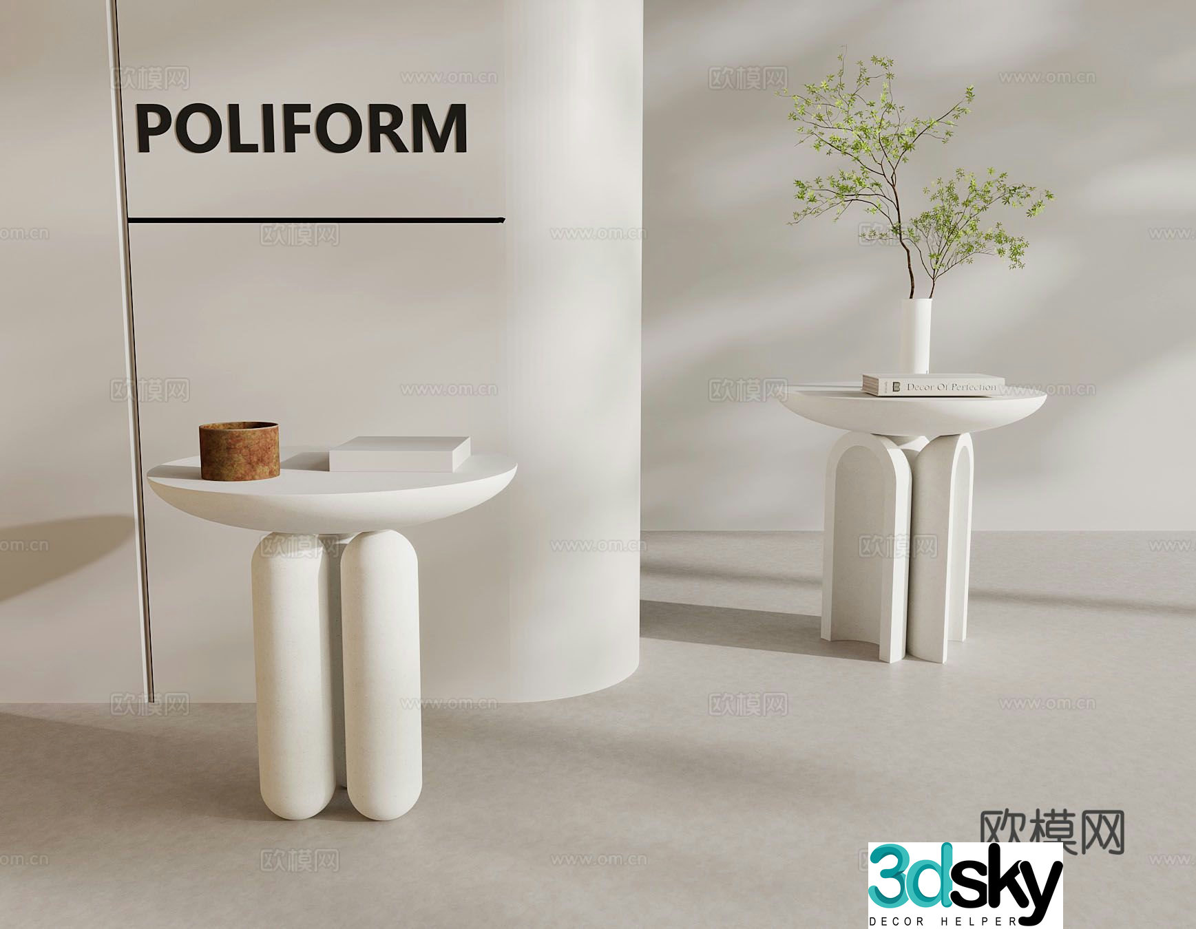 Modern round table side table 3d model