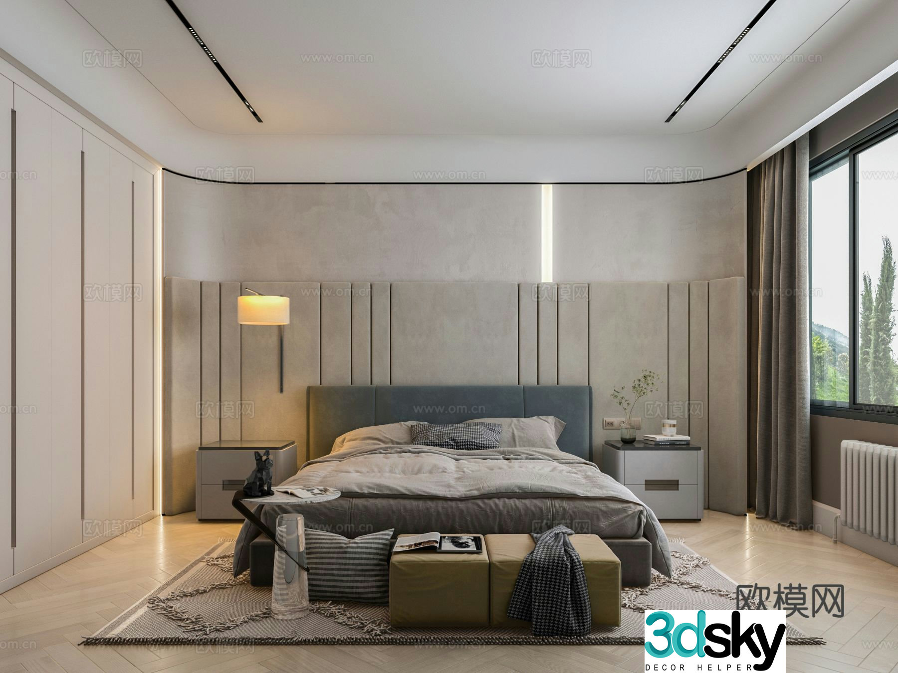 Wabi-sabi style bedroom master bedroom 3d model