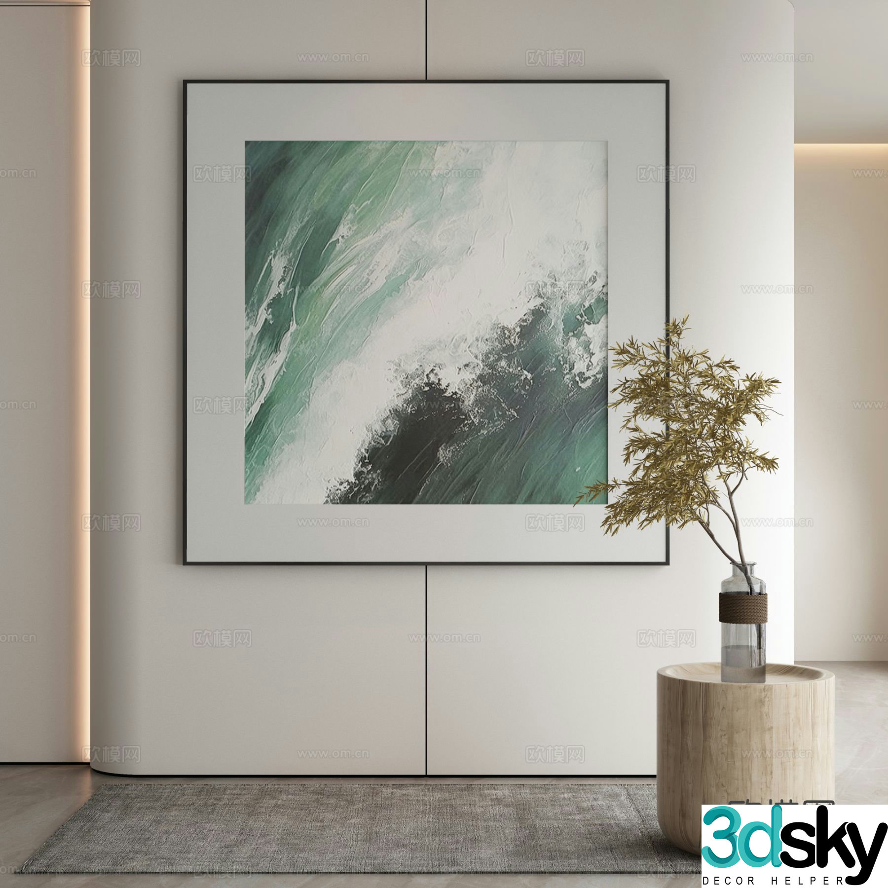 Modern texture painting decorative painting 3d model