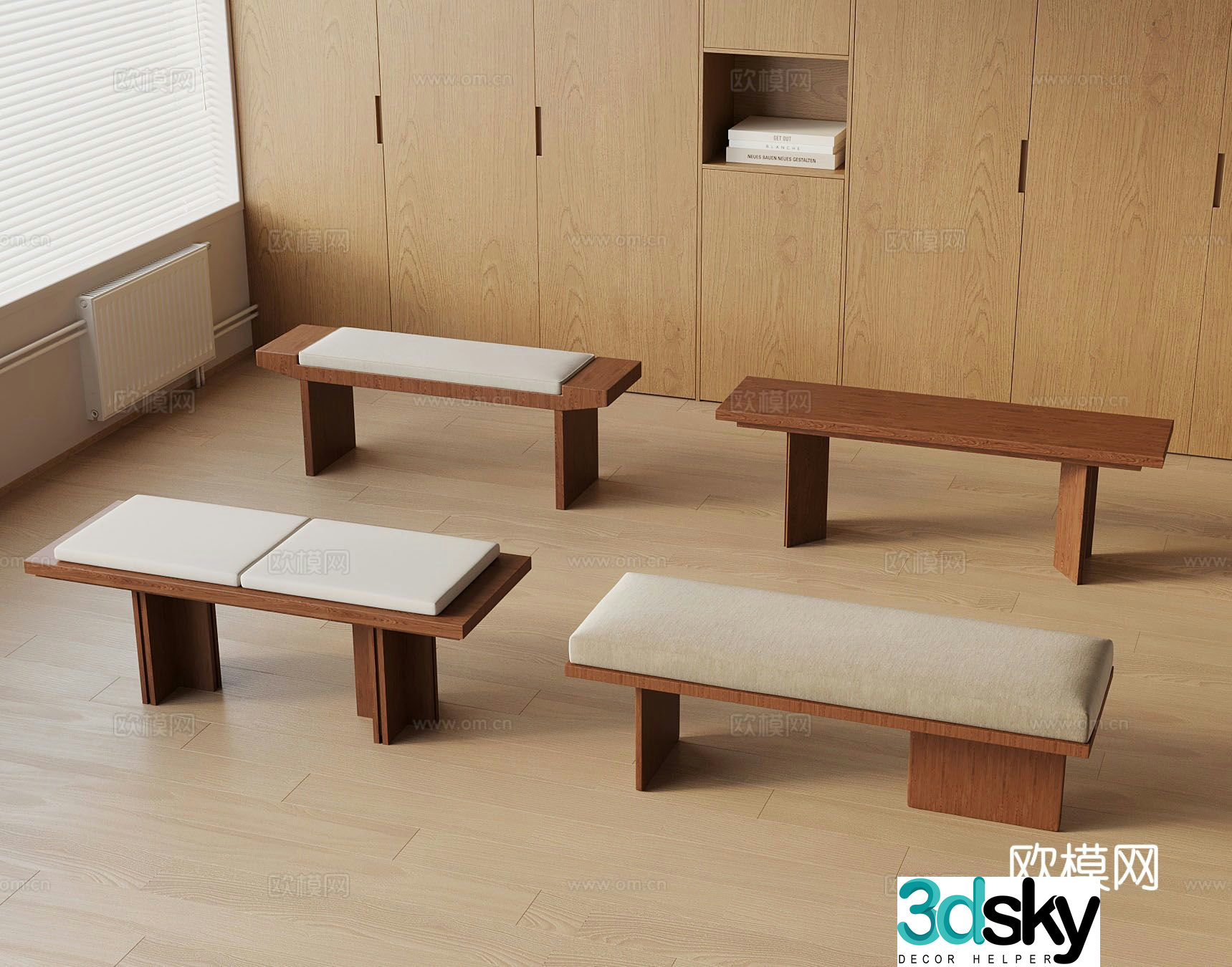 wabi-sabi stool bench bed end stool 3d model