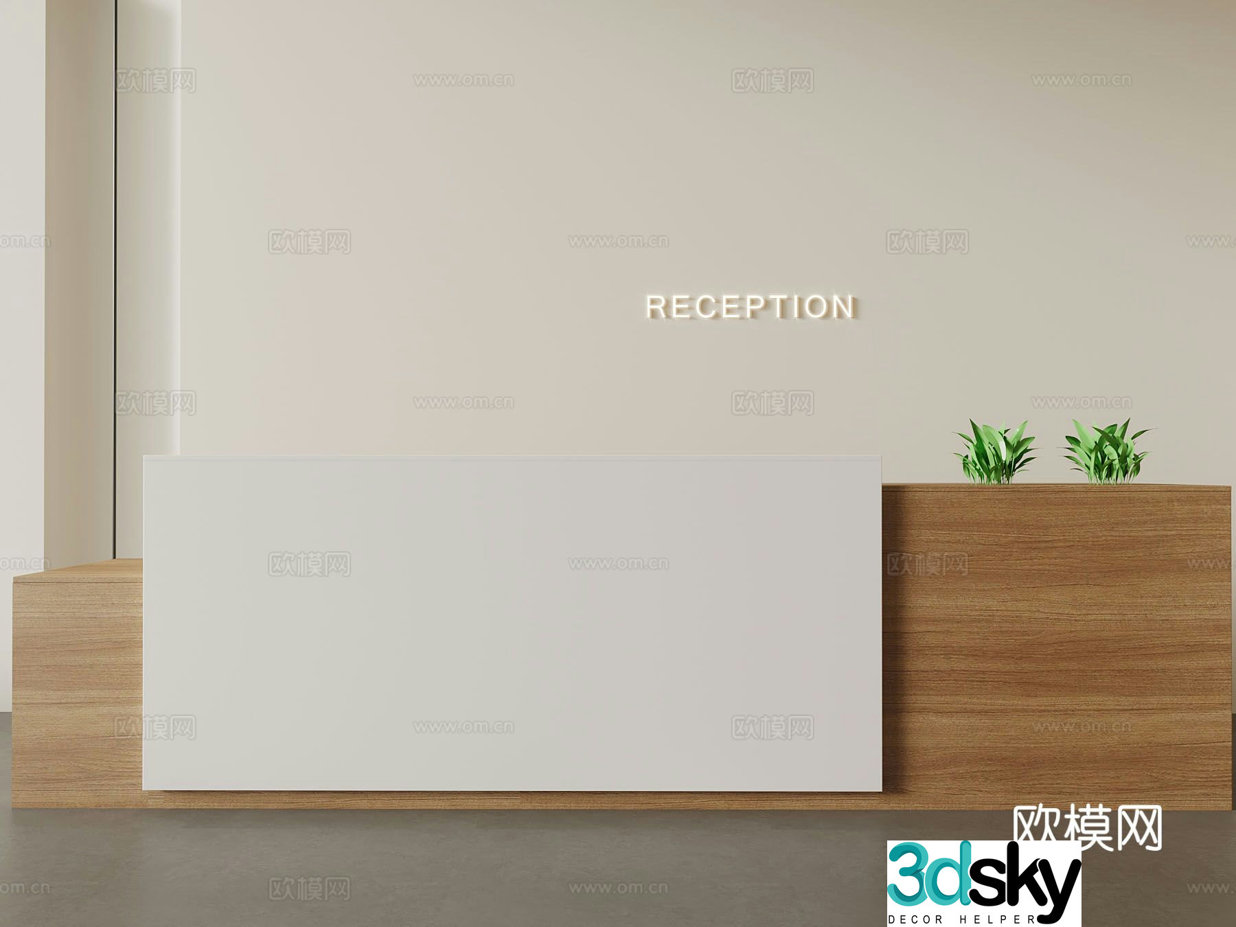 Modern reception desk front desk 3d model