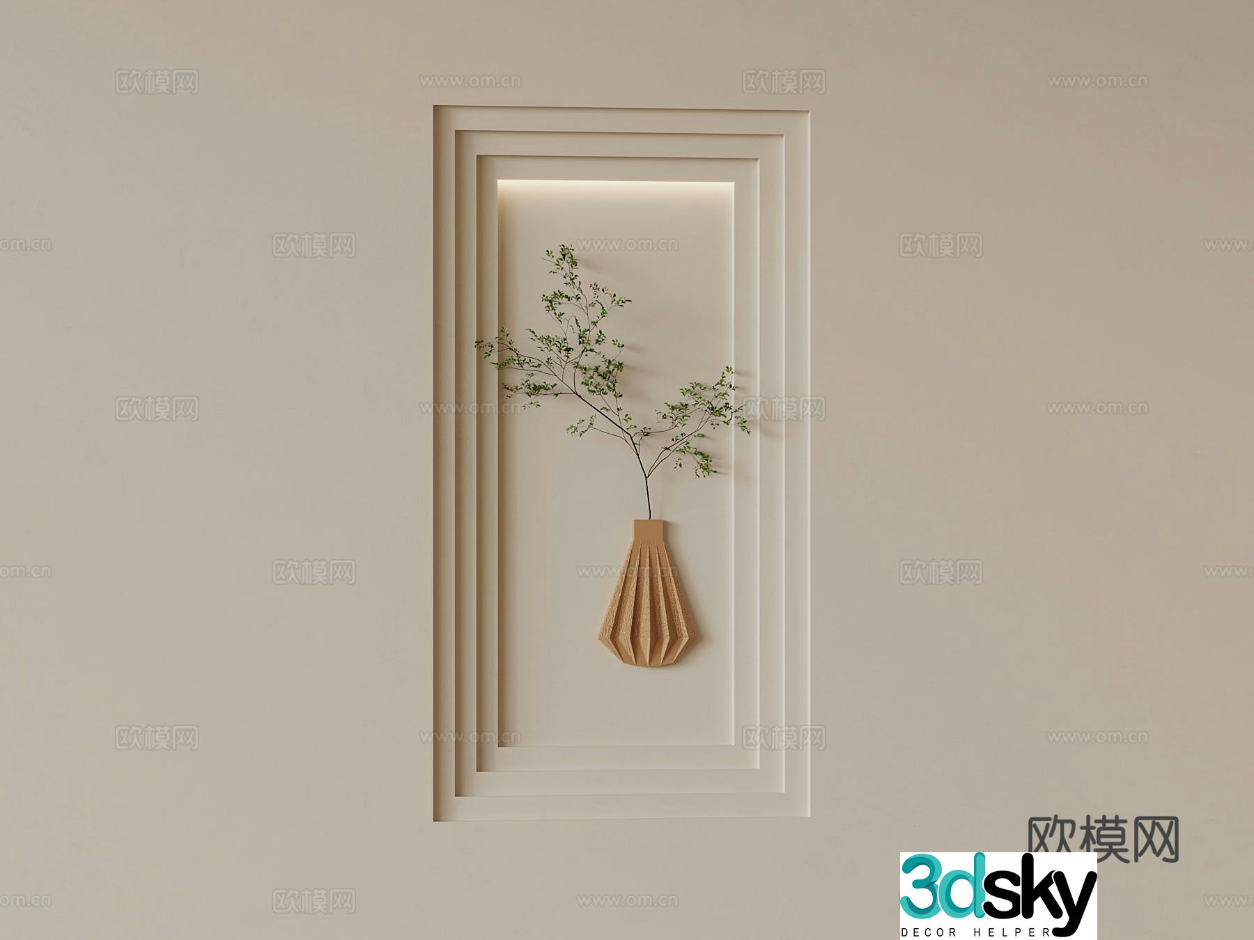 Modern three-dimensional vase wall decoration hanging decoration 3d model