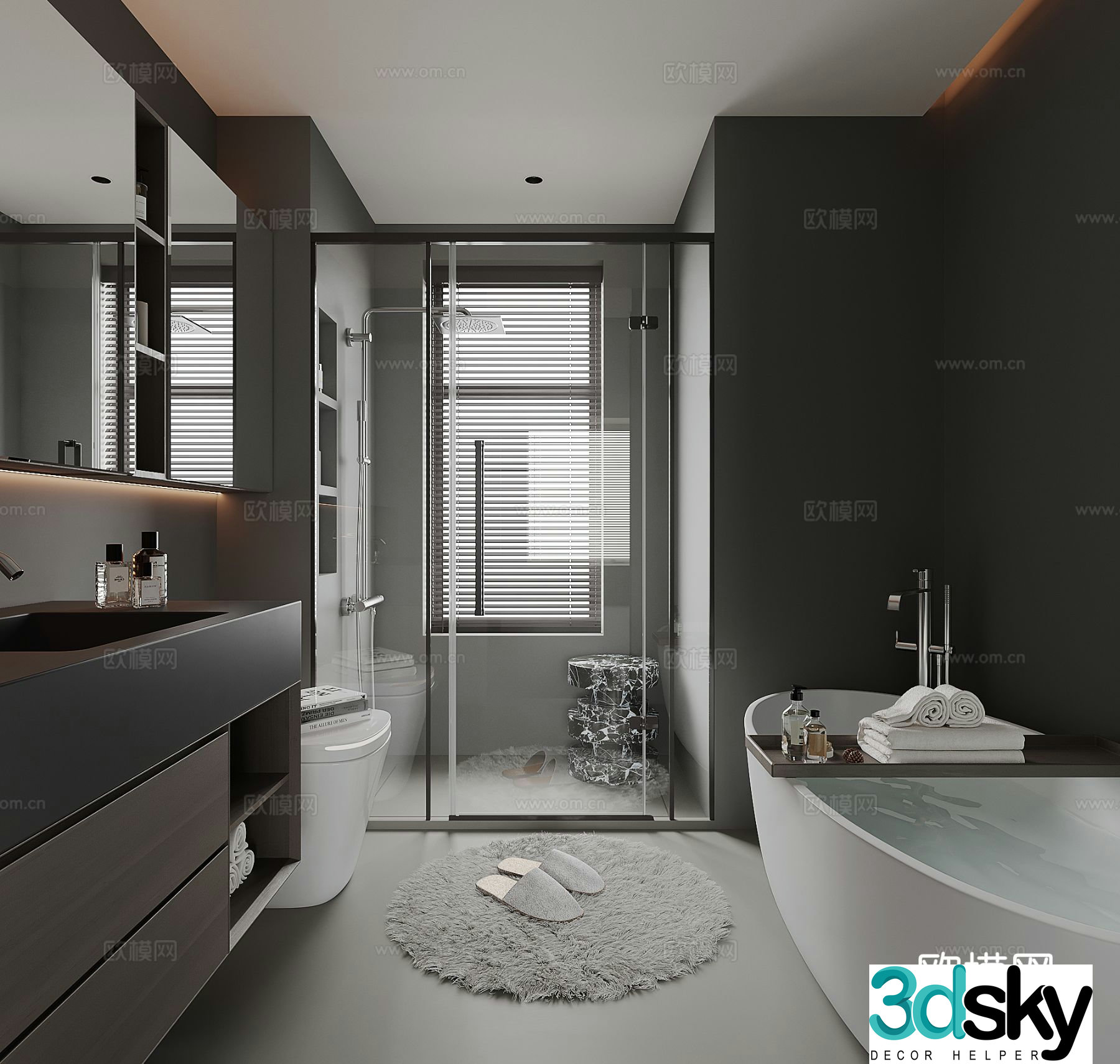 Premium gray bathroom bathroom 3d model