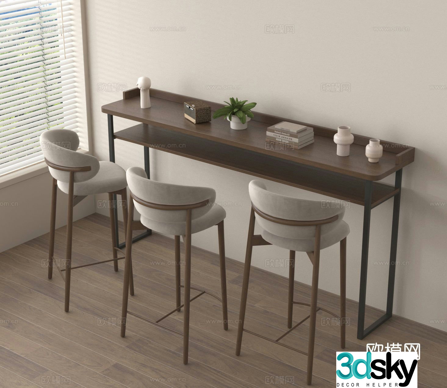 Bar counter bar chair island 3d model
