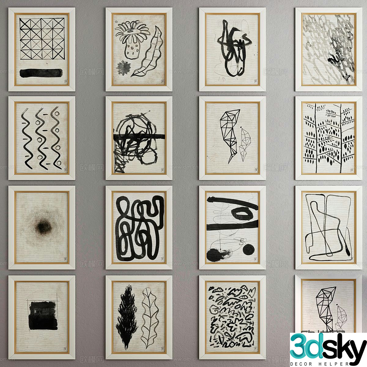 Wabi-sabi art painting decorative painting 3d model