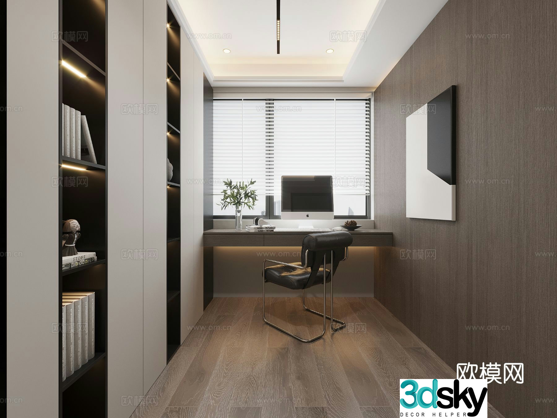 Modern study room 3d model