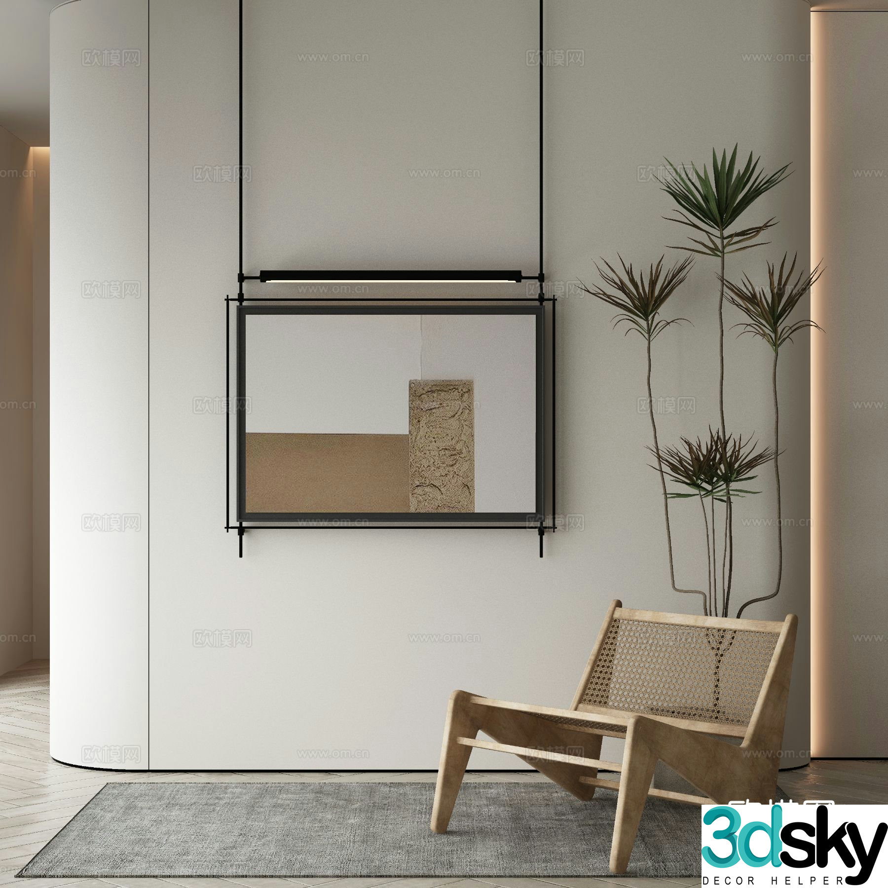 Modern texture painting decorative painting 3d model