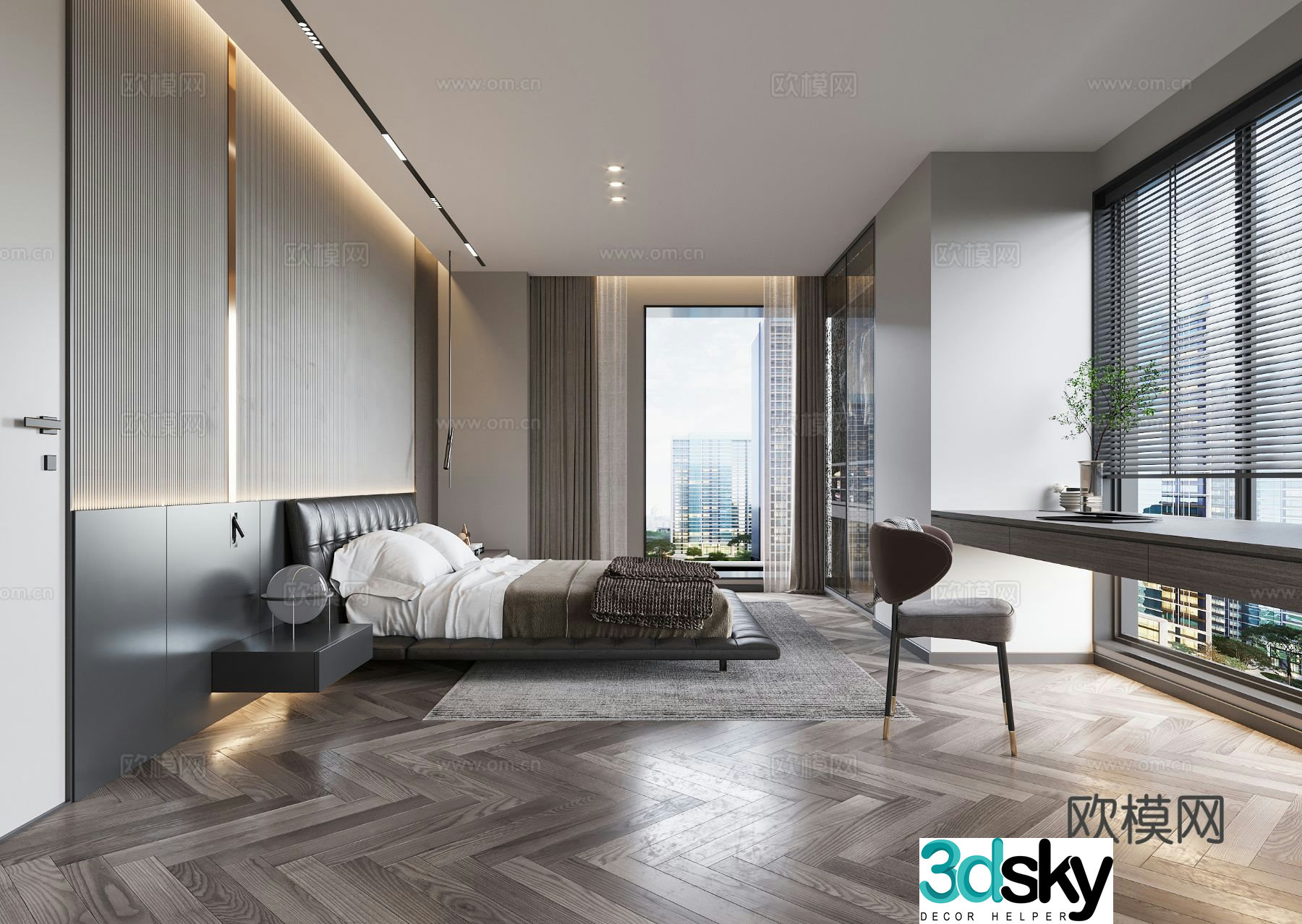 Modern bedroom master bedroom 3d model