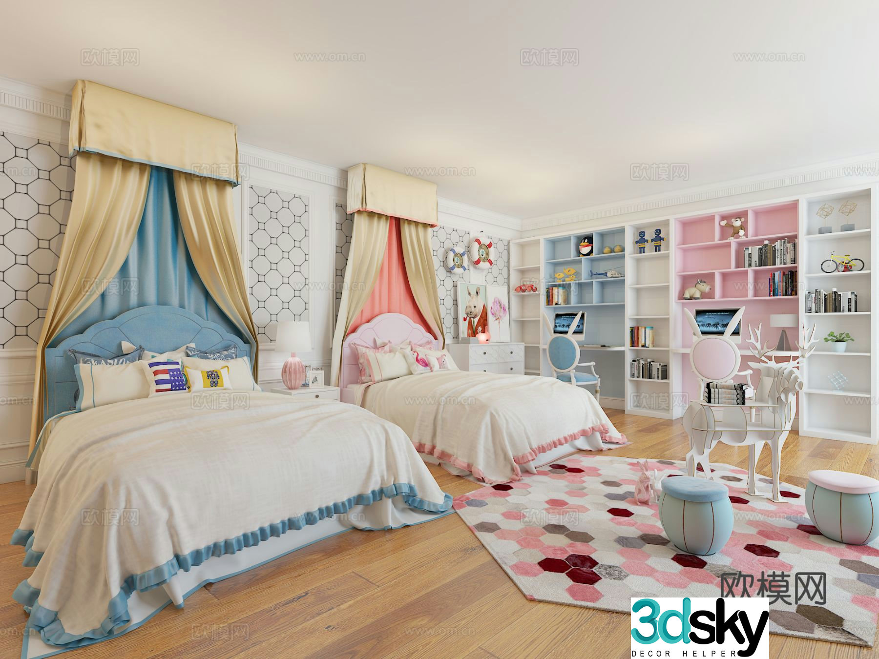 European style children’s room 3D model of children’s room